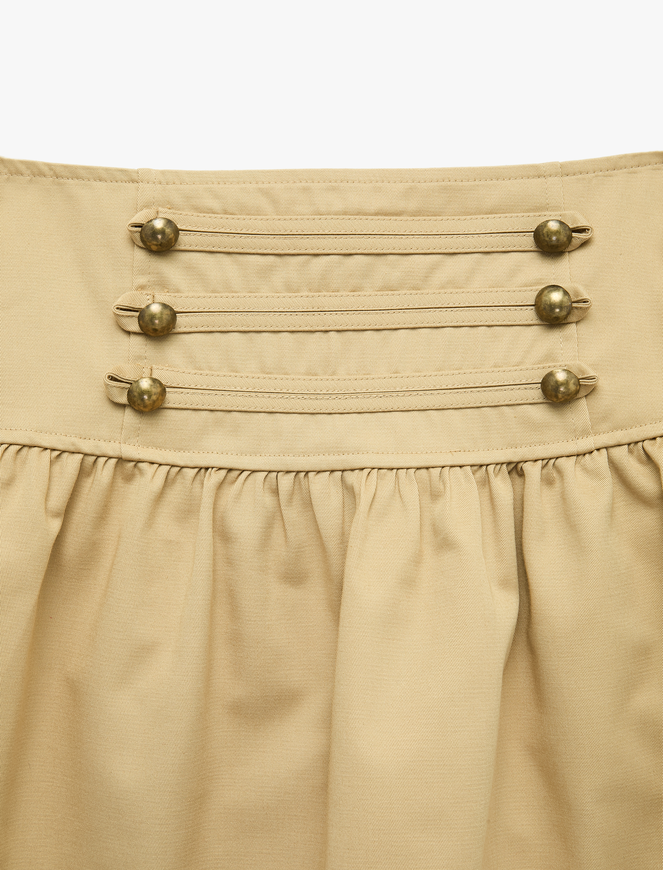   Slim Fit Pamuklu Napolyon Kapama Düğmeli Gabardin Mini Etek