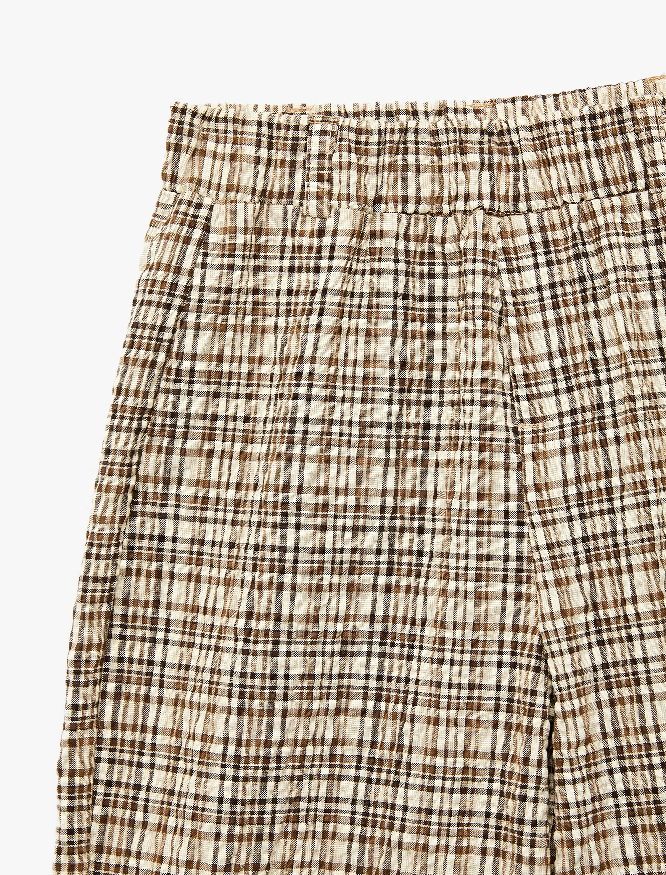  Kız Çocuk Yüksek Bel Beli Lastikli Ekoseli Geniş Paça Pantolon