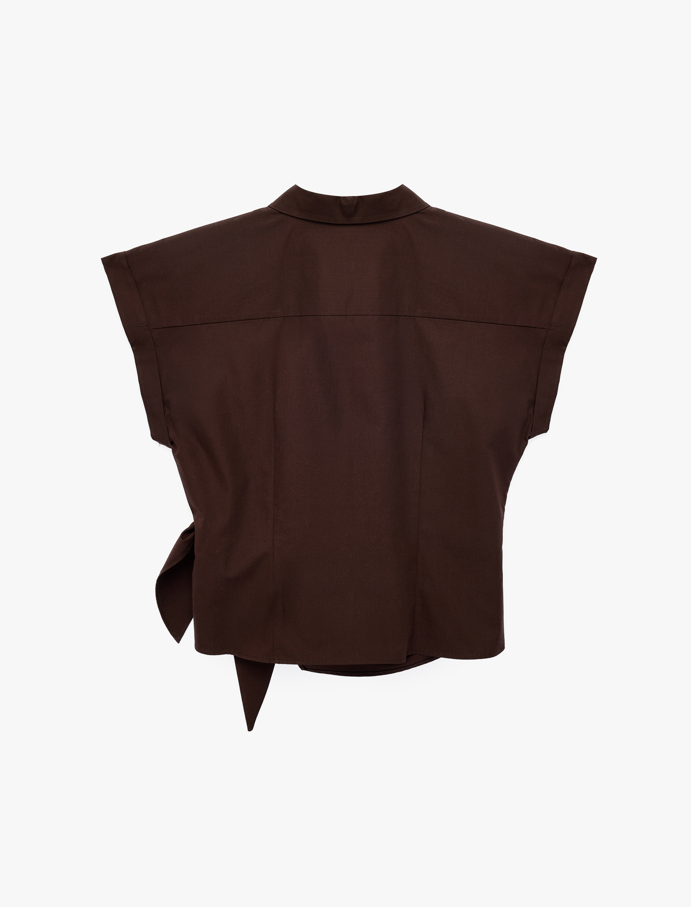   Slim Fit Kısa Kollu Pamuklu Asimetrik Bağlama Detaylı Poplin Gömlek