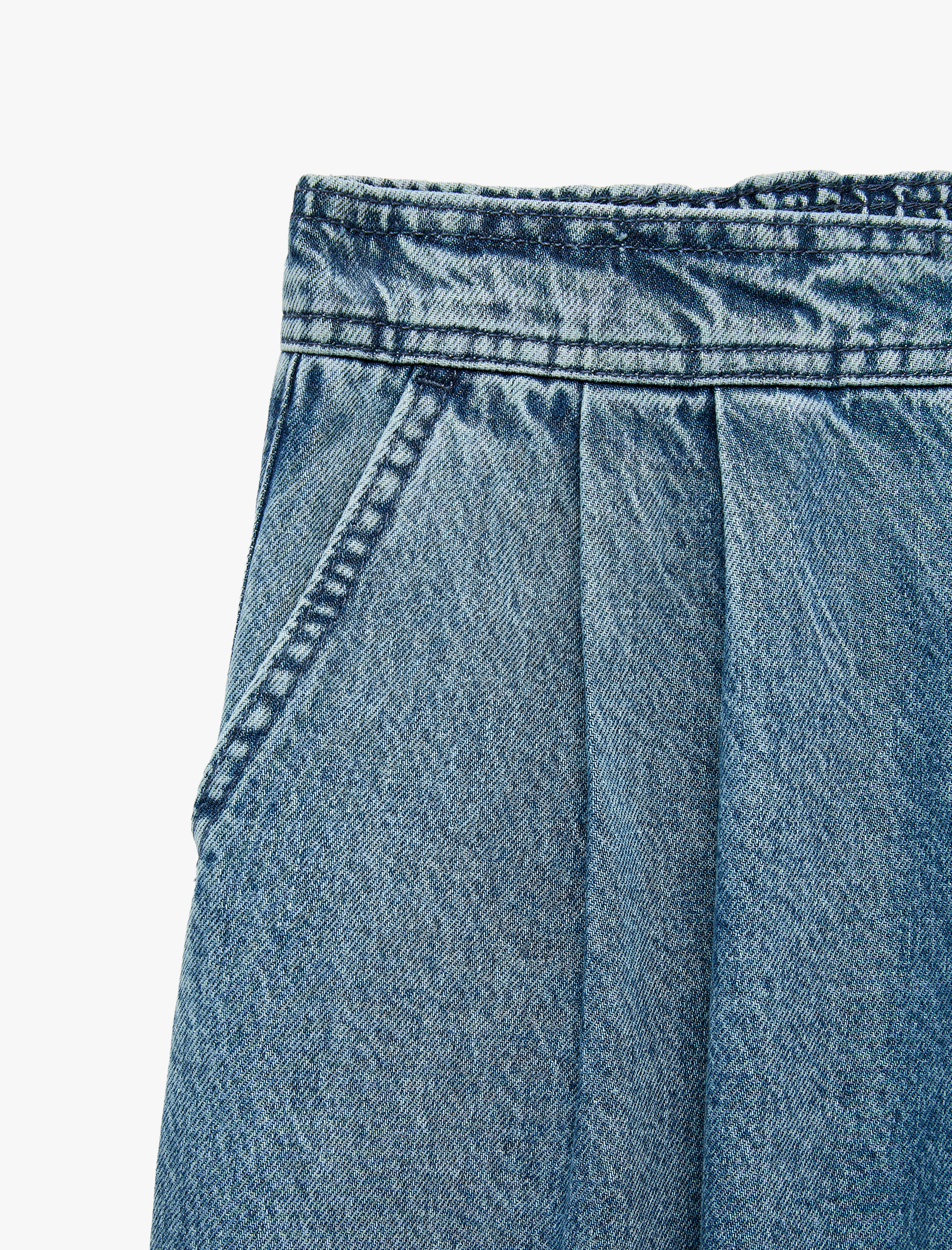   Pamuklu Bol Kalıp Pileli Düğme Detaylı Düşük Bel Denim Pantolon