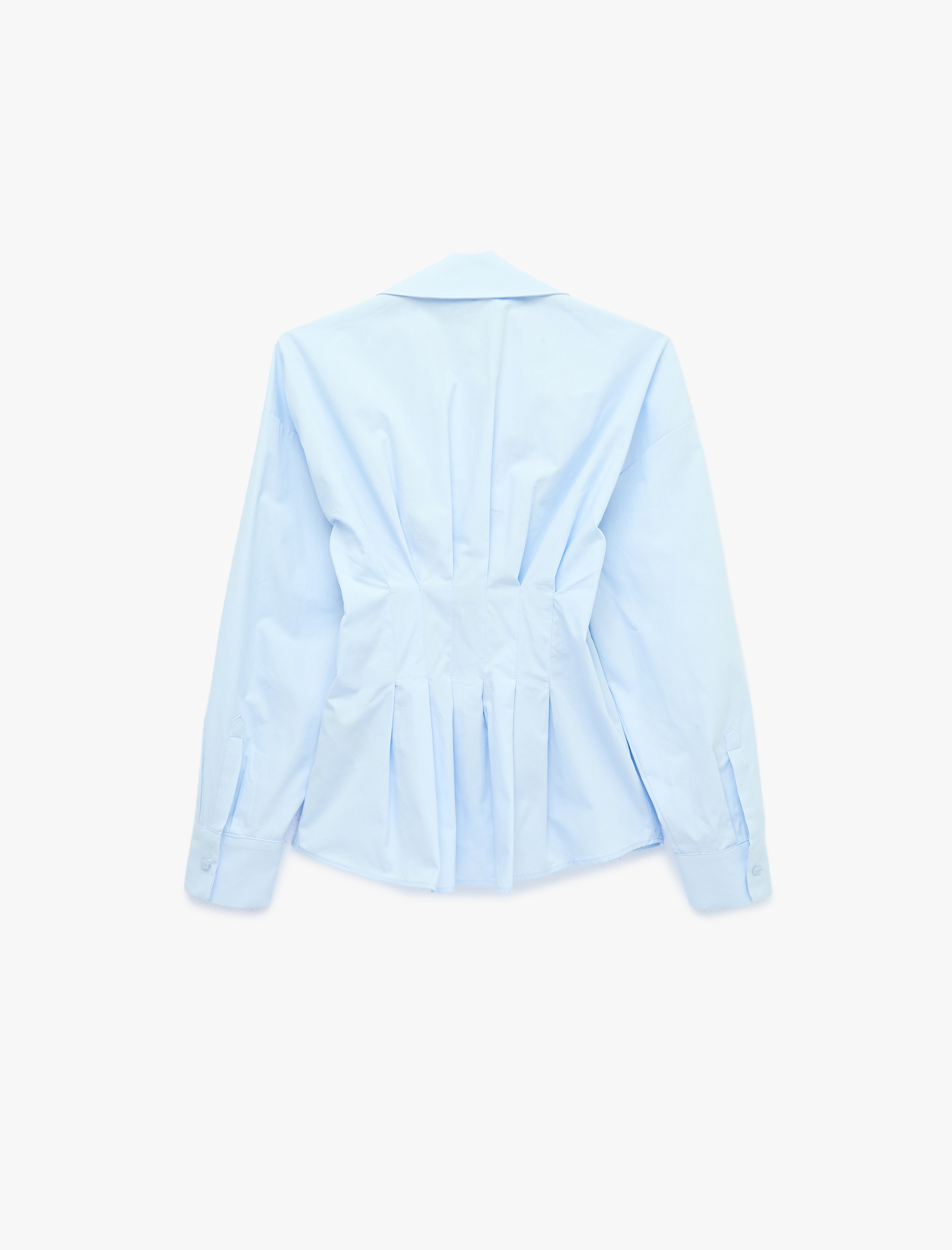   Pamuklu Slim Fit Klasik Yaka Uzun Kollu Pile Detaylı Poplin Gömlek