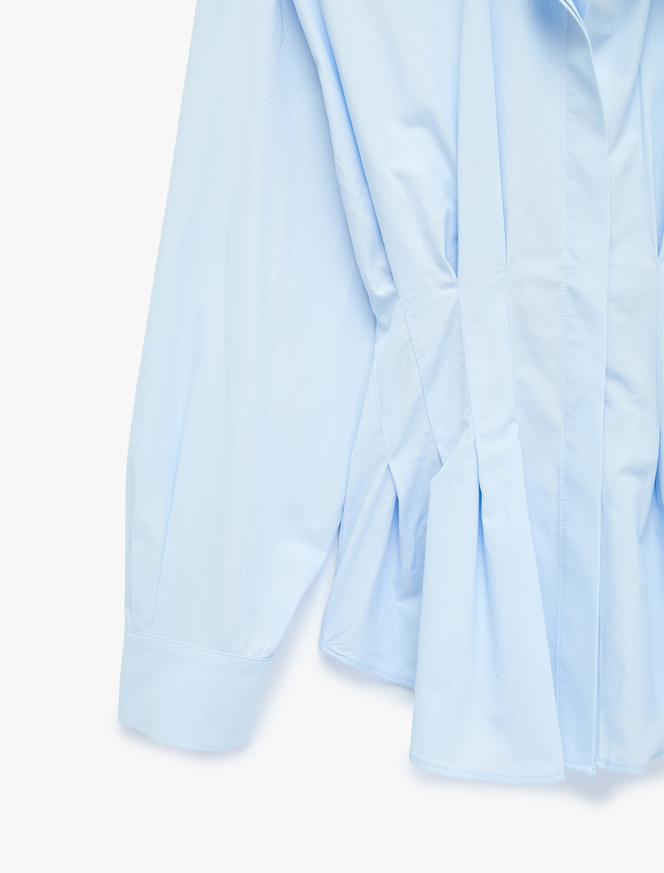   Pamuklu Slim Fit Klasik Yaka Uzun Kollu Pile Detaylı Poplin Gömlek