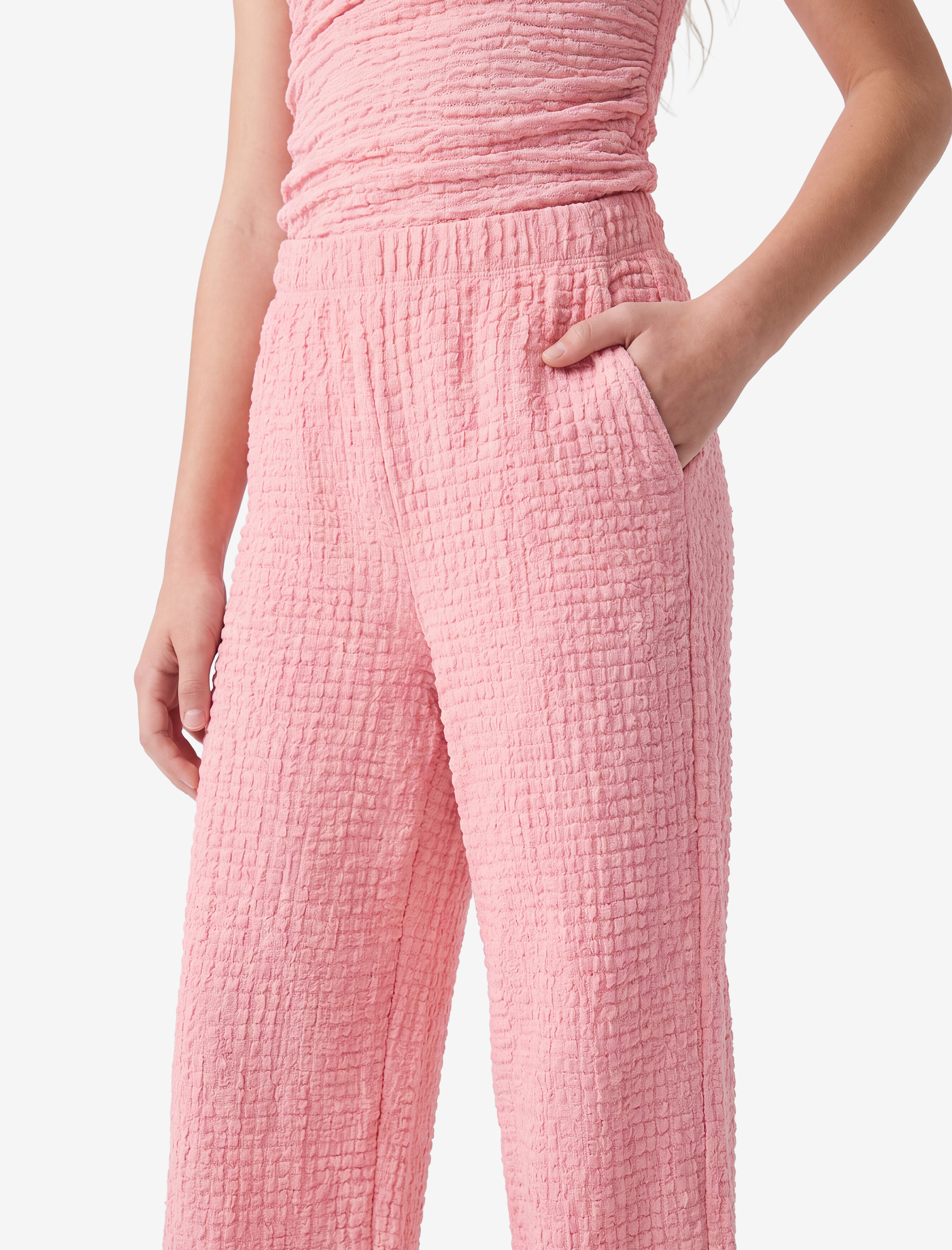 Kız Çocuk Bürümcük Kumaş Geniş Paça Pantolon