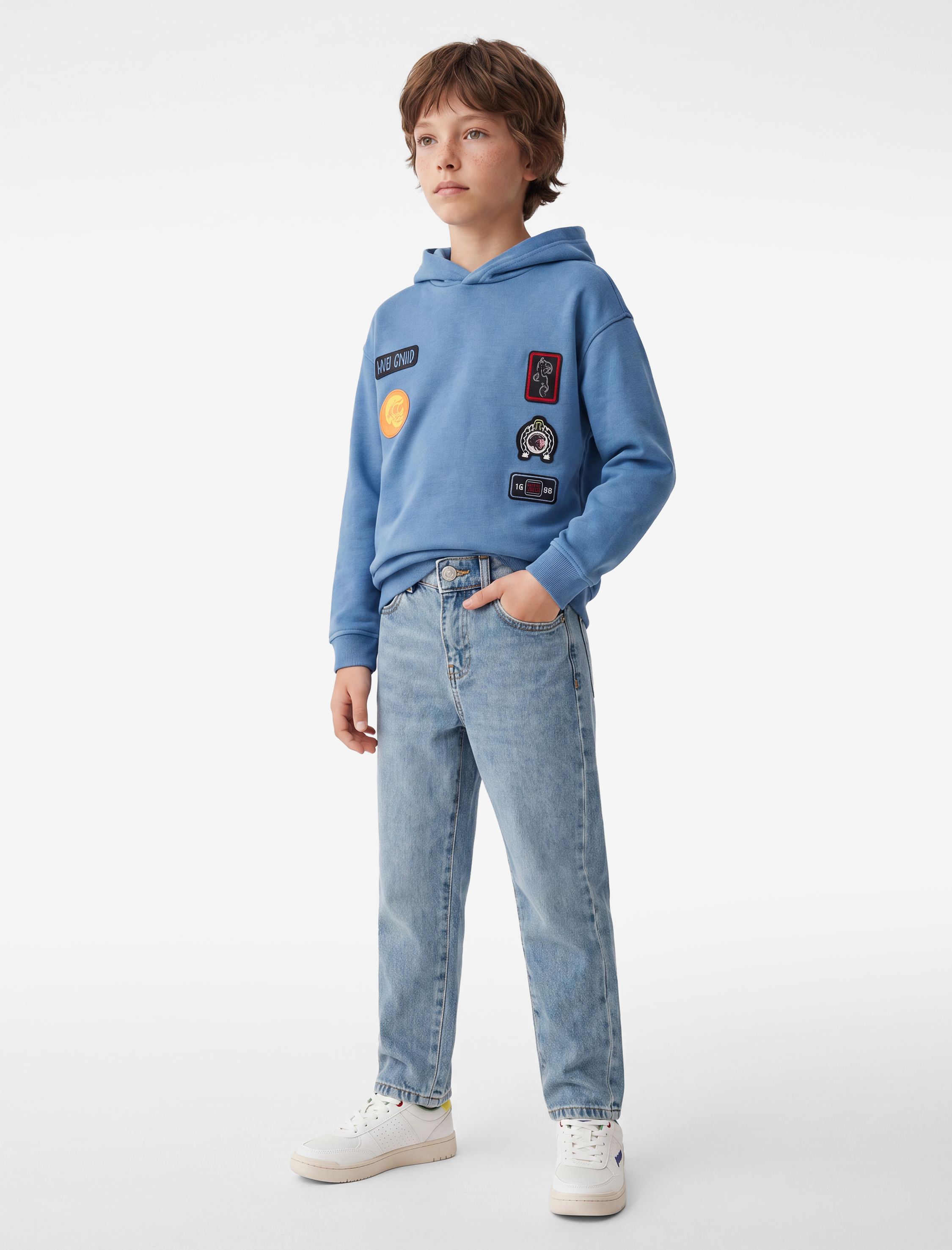  Erkek Çocuk Pamuklu Cep Detaylı Rahat Kesim Denim Pantolon
