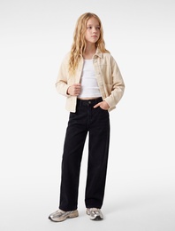 Pamuklu Loose Fit Geniş Paça Denim Pantolon