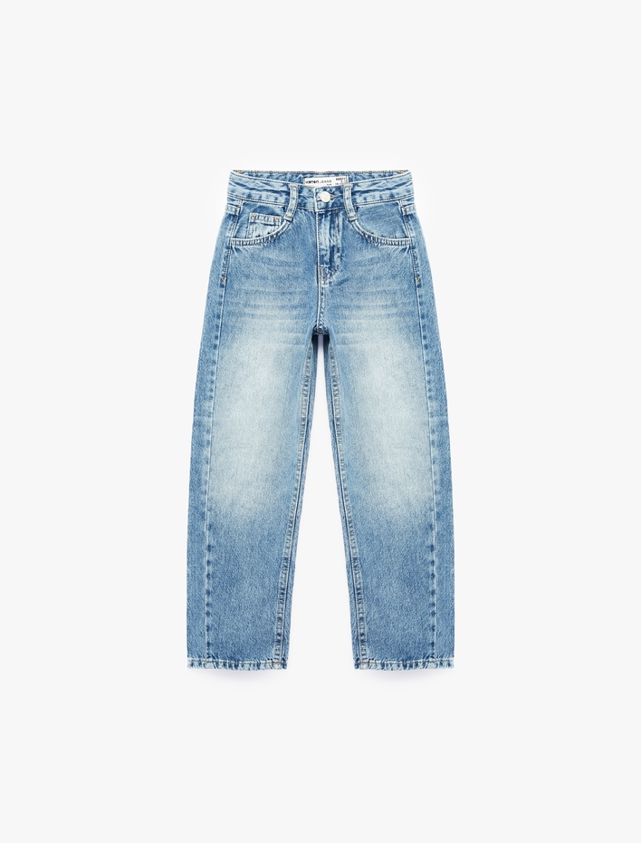 Erkek Çocuk Pamuklu Cepli Rahat Kesim Denim Pantolon