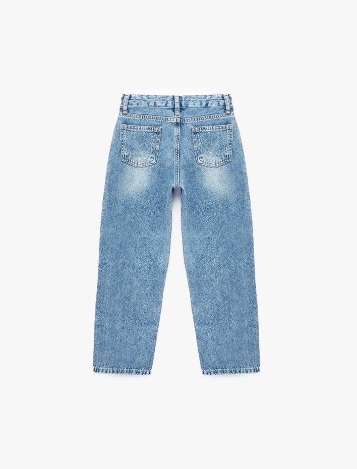Erkek Çocuk Pamuklu Cepli Rahat Kesim Denim Pantolon