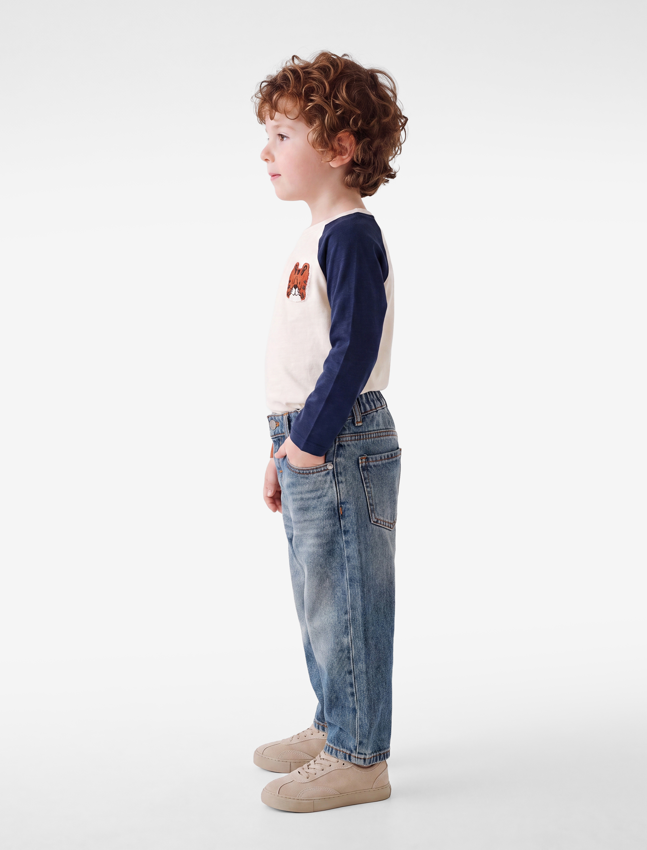 Erkek Bebek Pamuklu Oversize Denim Pantolon