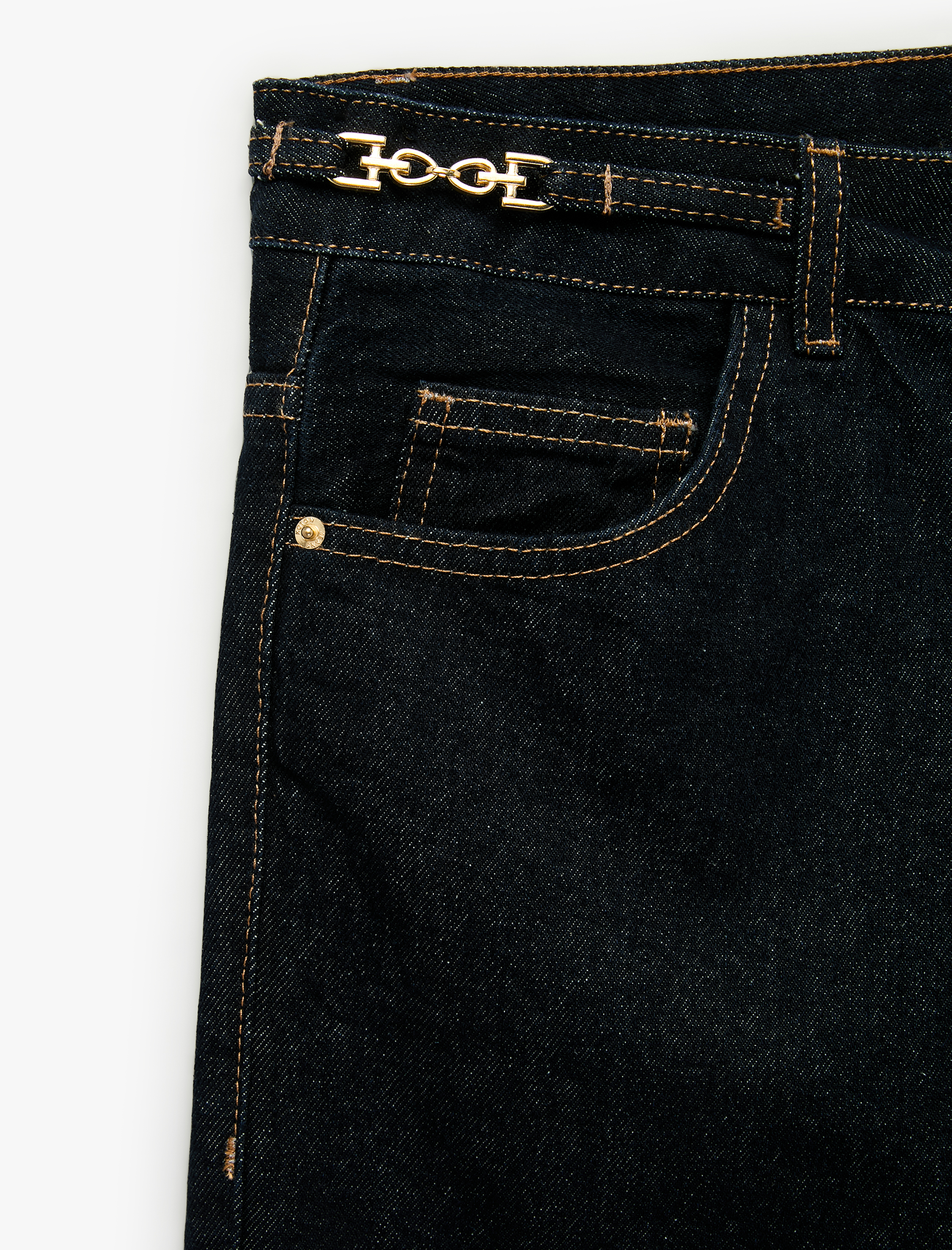   Yüksek Bel Düz Bol Paça Jean Pantolon - Straight Fit Jean