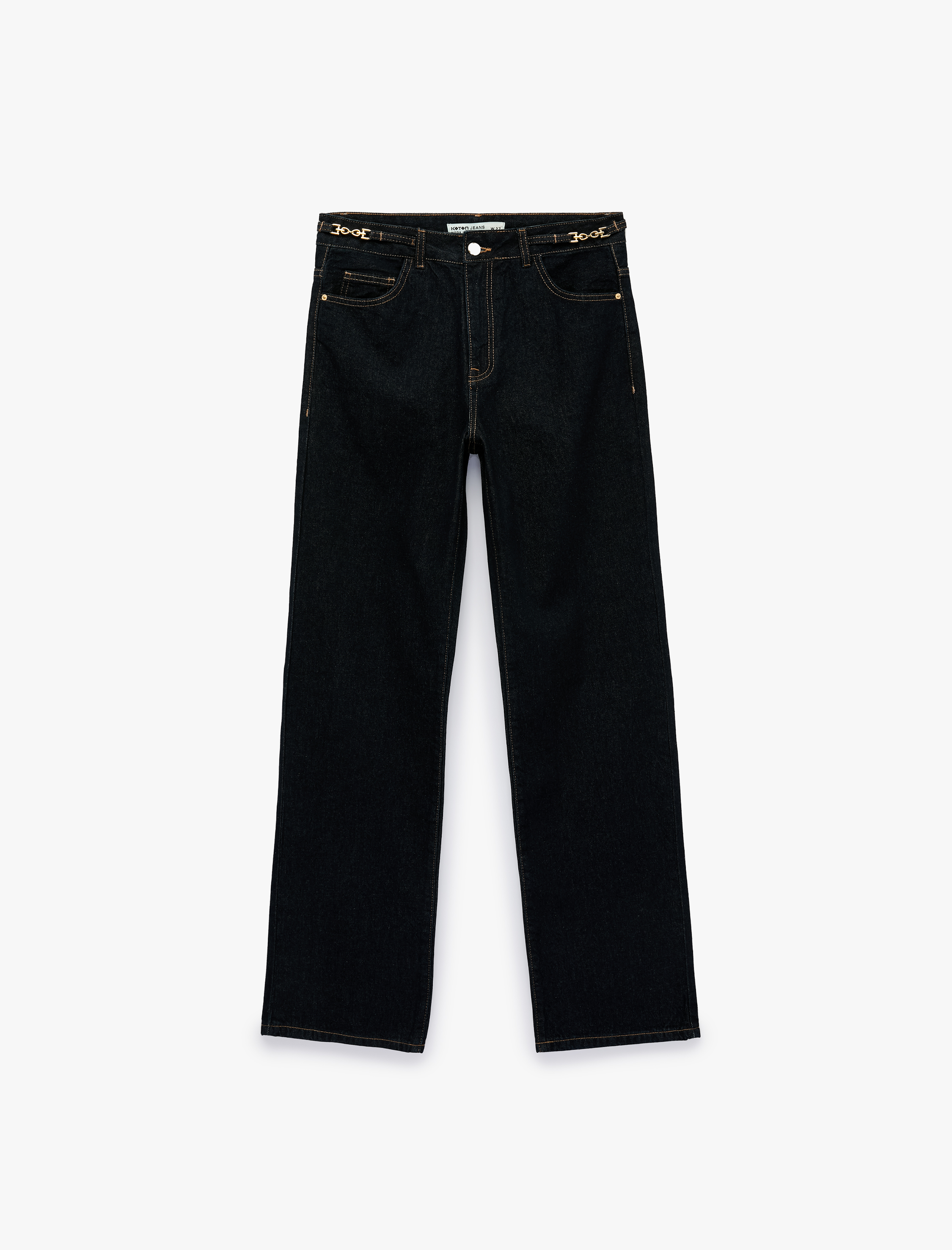   Yüksek Bel Düz Bol Paça Jean Pantolon - Straight Fit Jean