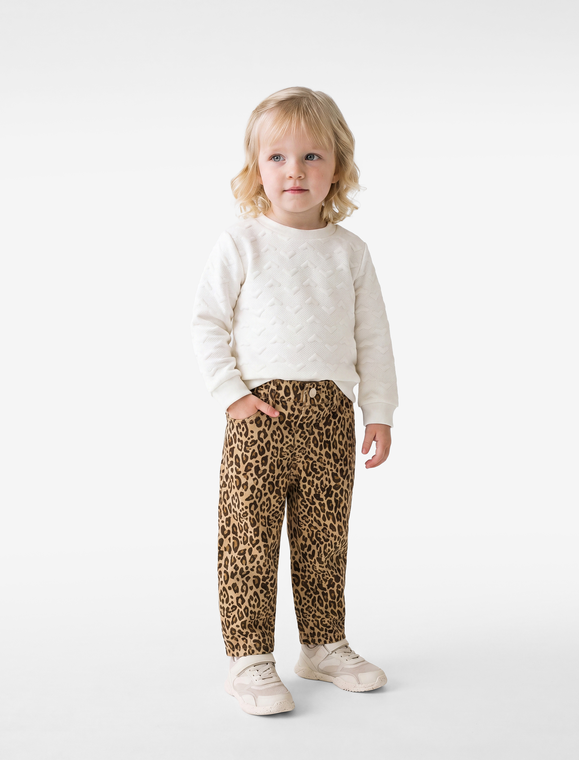  Kız Bebek Leopar Desenli Bol Kesim Pamuklu Pantolon