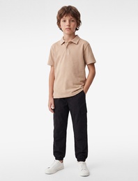 Pamuklu Düğmeli Kısa Kollu Basic Polo Yaka Tişört