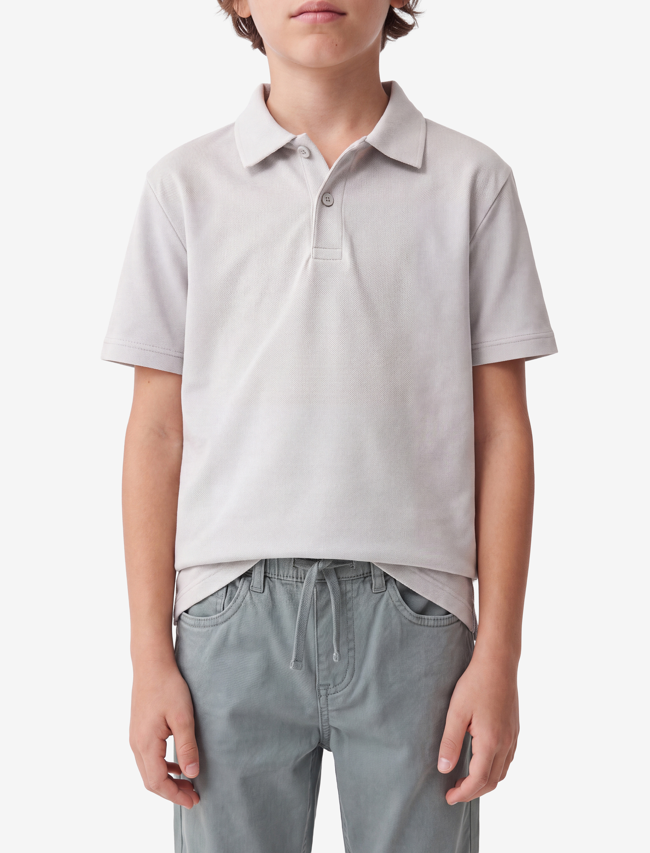  Erkek Çocuk Pamuklu Düğmeli Kısa Kollu Basic Polo Yaka Tişört