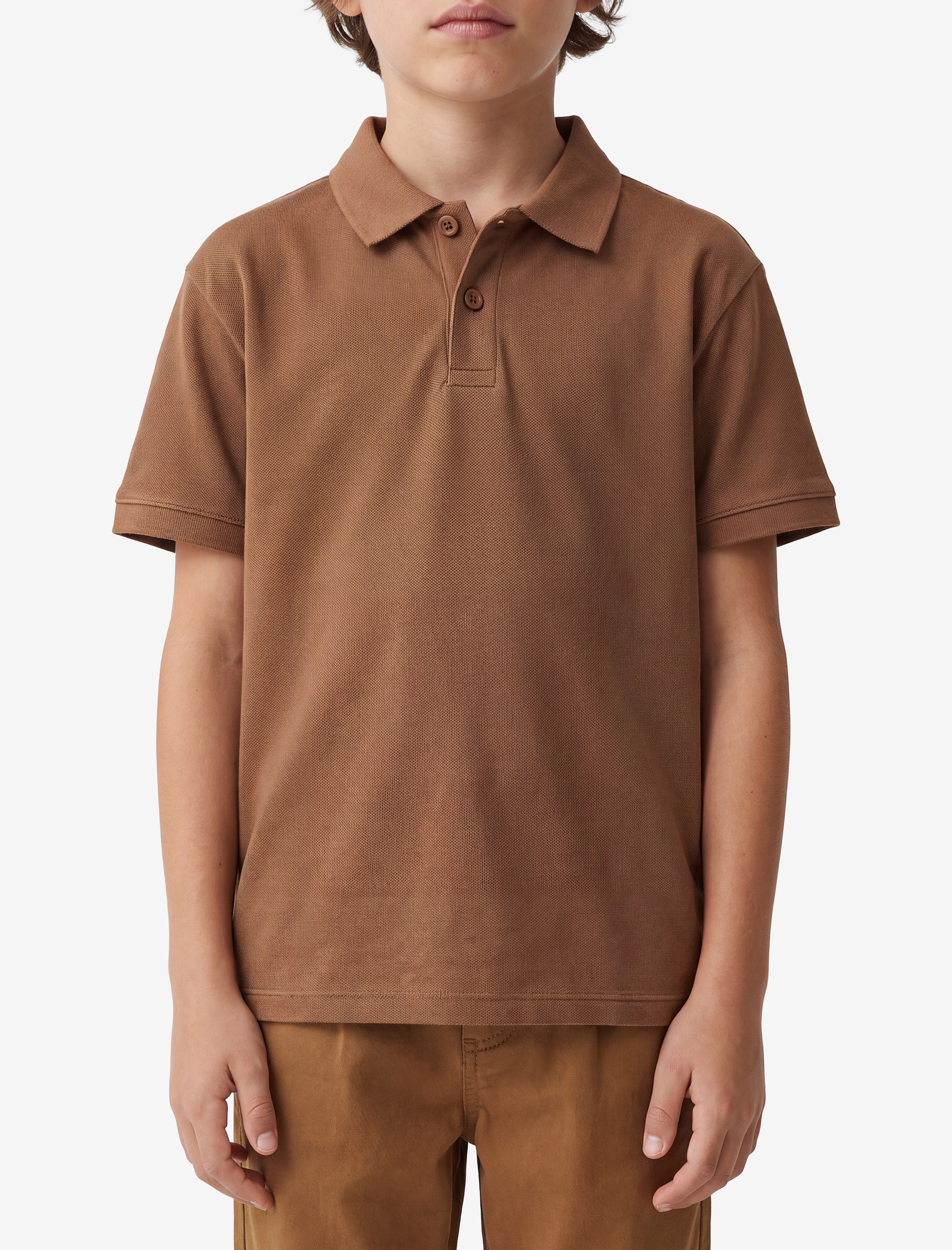 Erkek Çocuk Pamuklu Düğmeli Kısa Kollu Basic Polo Yaka Tişört