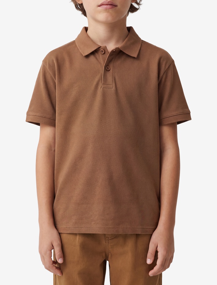 Erkek Çocuk Pamuklu Düğmeli Kısa Kollu Basic Polo Yaka Tişört