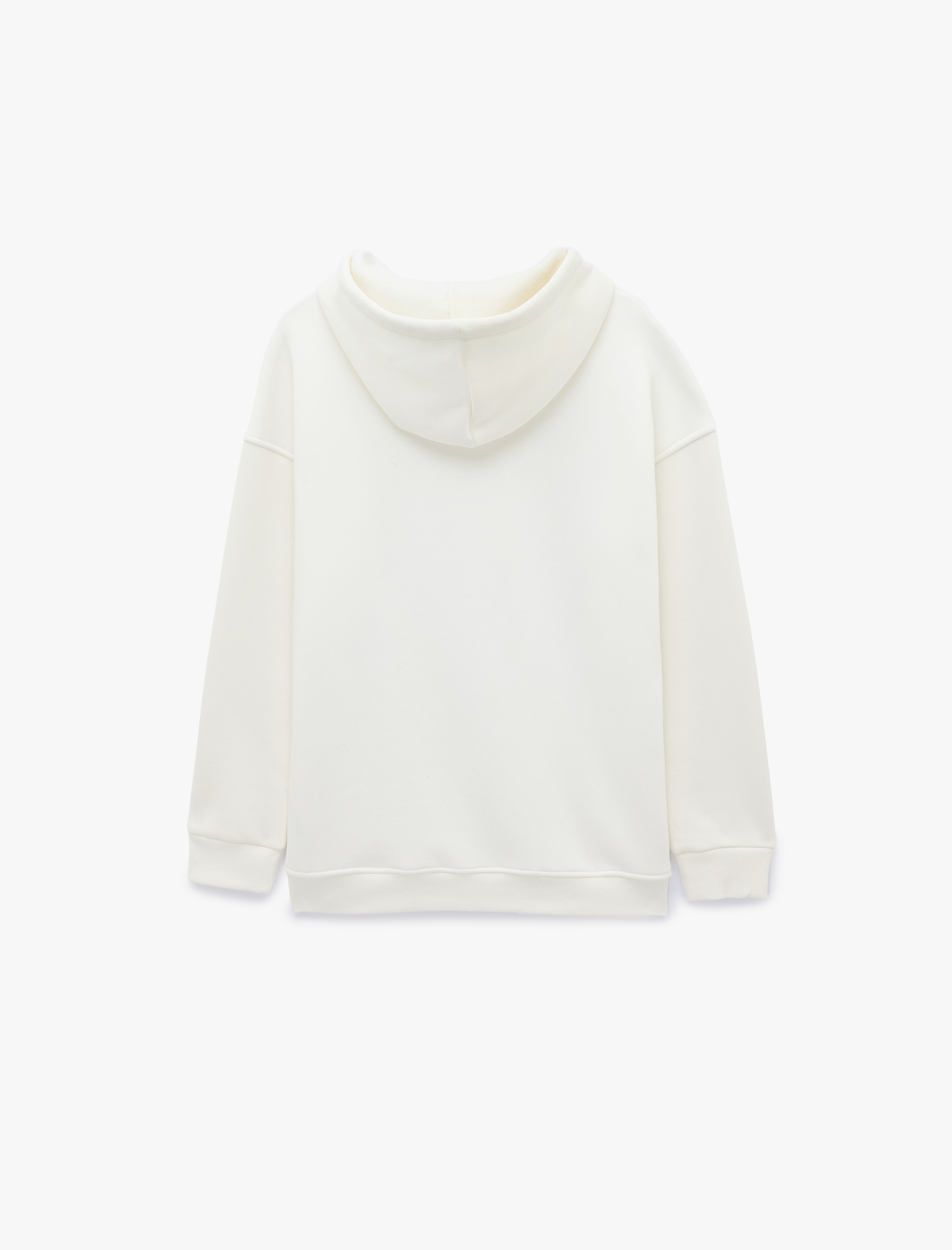   Şardonlu Kapüşonlu Uzun Kollu Ayıcık Baskılı Sweatshirt