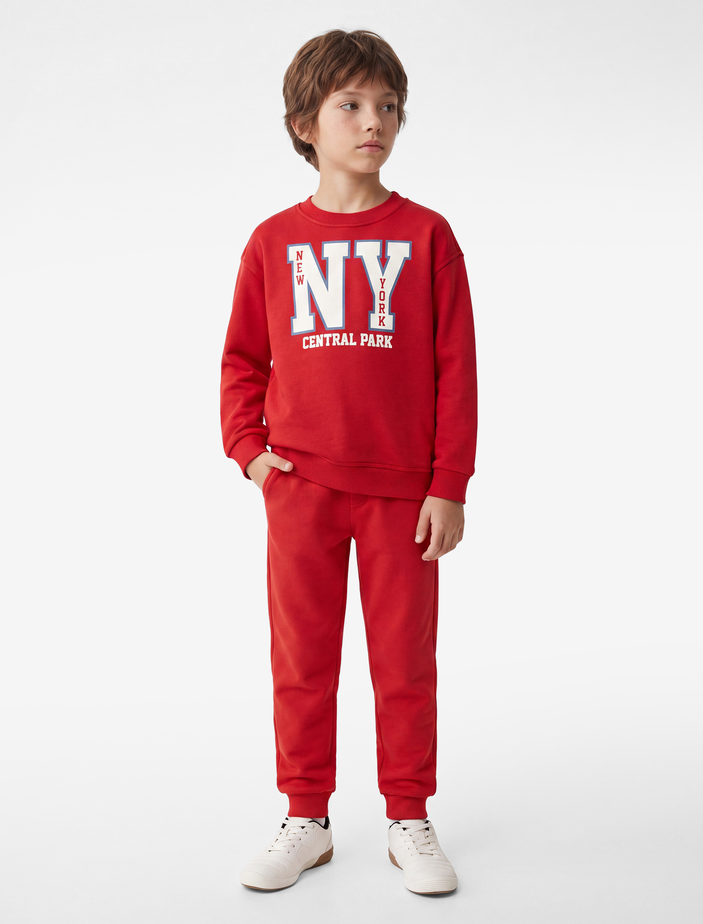  Erkek Çocuk Uzun Kollu Bisiklet Yaka Baskılı Oversize Sweatshirt