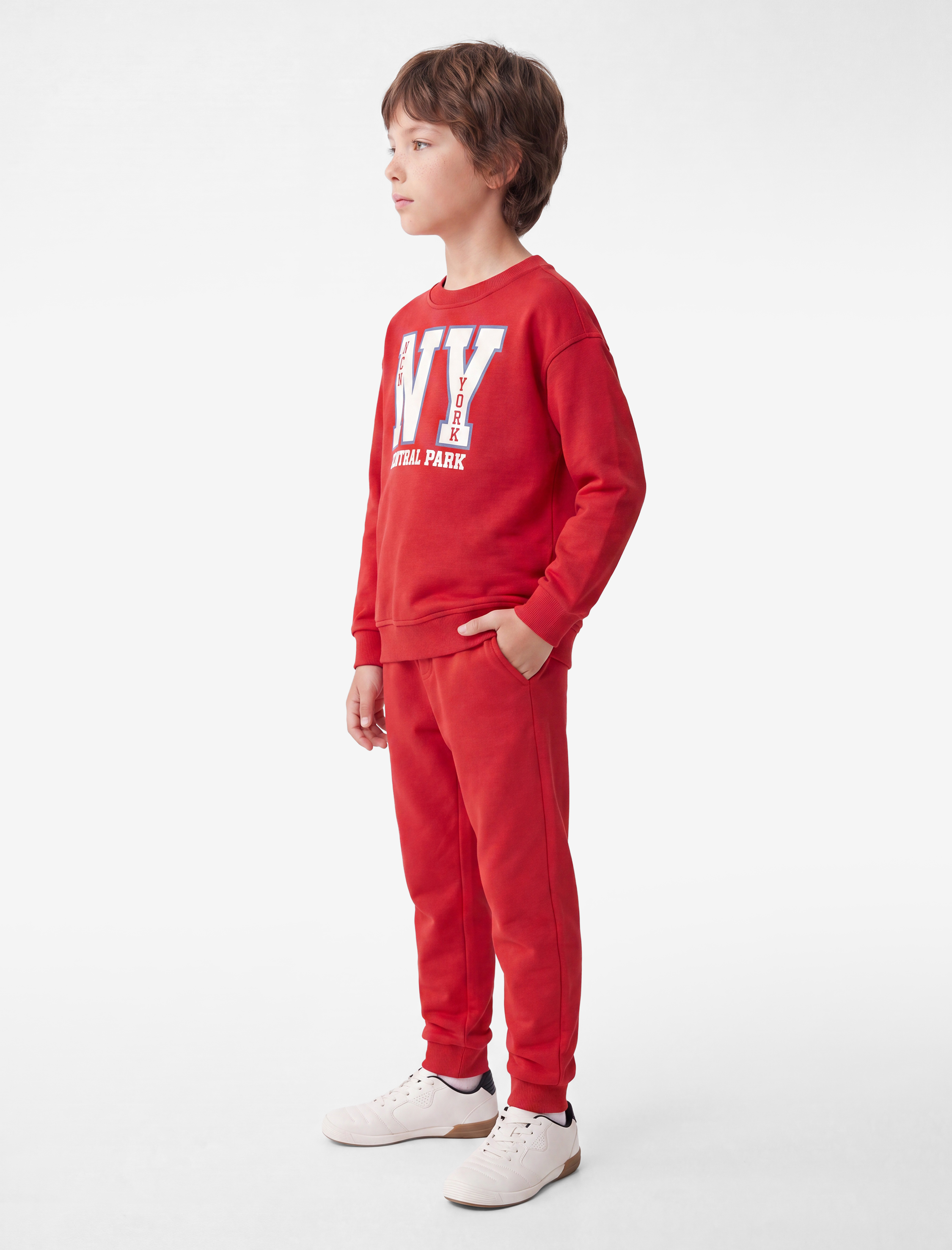  Erkek Çocuk Uzun Kollu Bisiklet Yaka Baskılı Oversize Sweatshirt