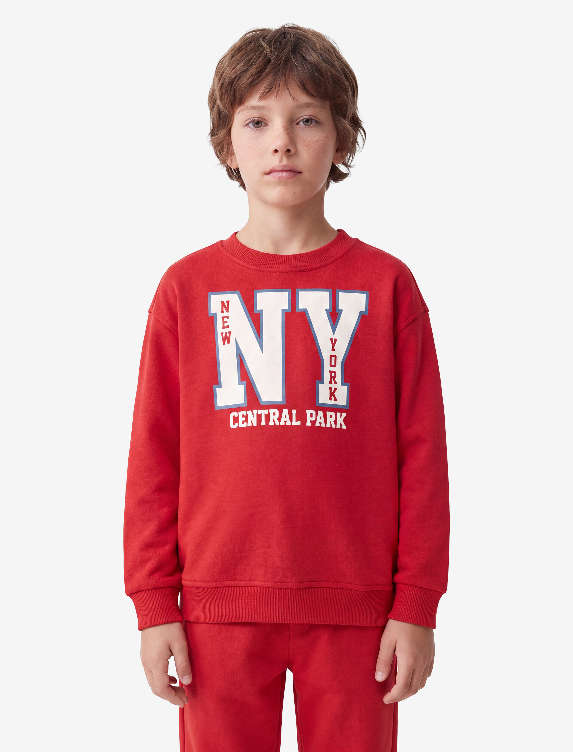  Erkek Çocuk Uzun Kollu Bisiklet Yaka Baskılı Oversize Sweatshirt