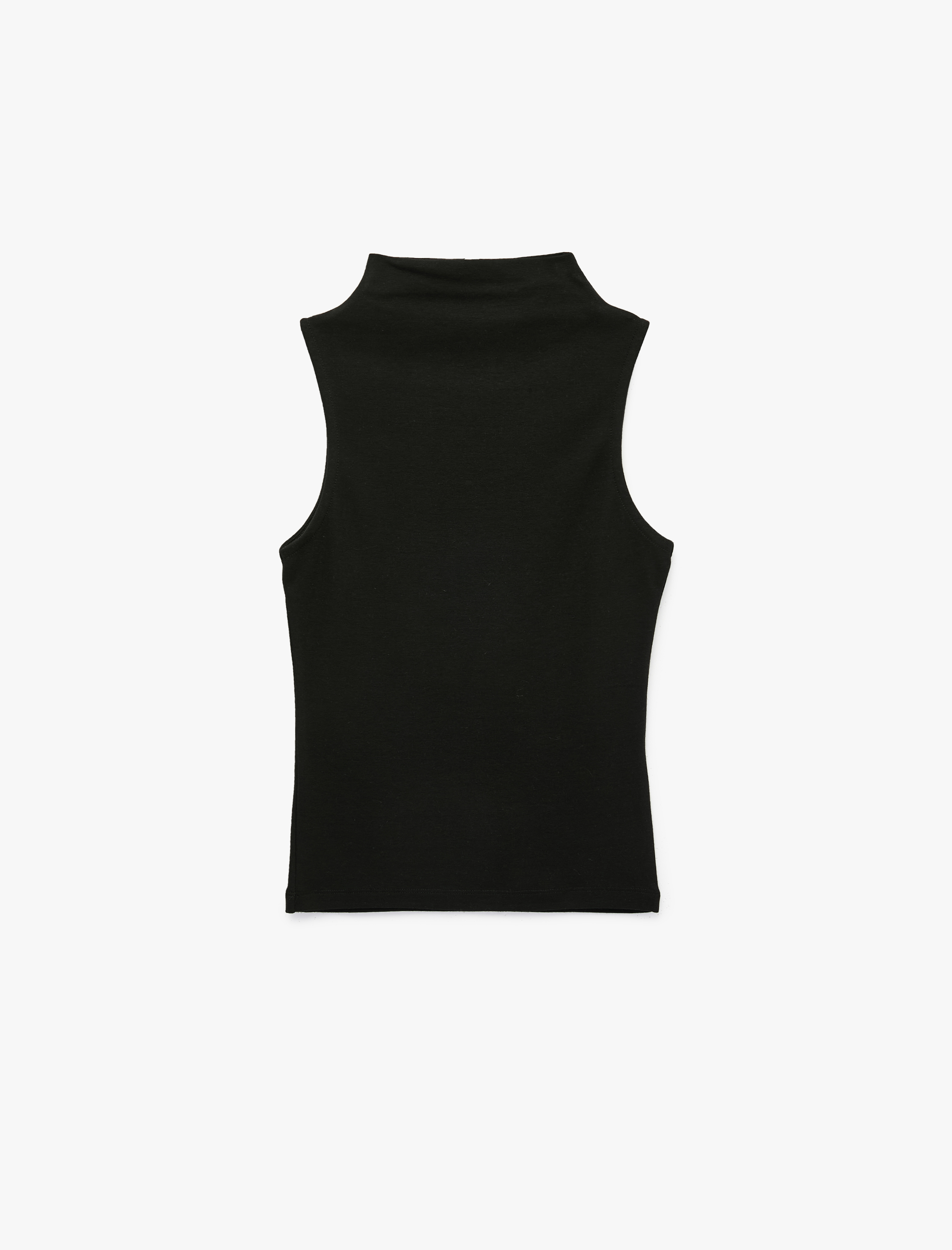   Modal Kumaş Slim Fit Kolsuz Dik Yaka Bluz