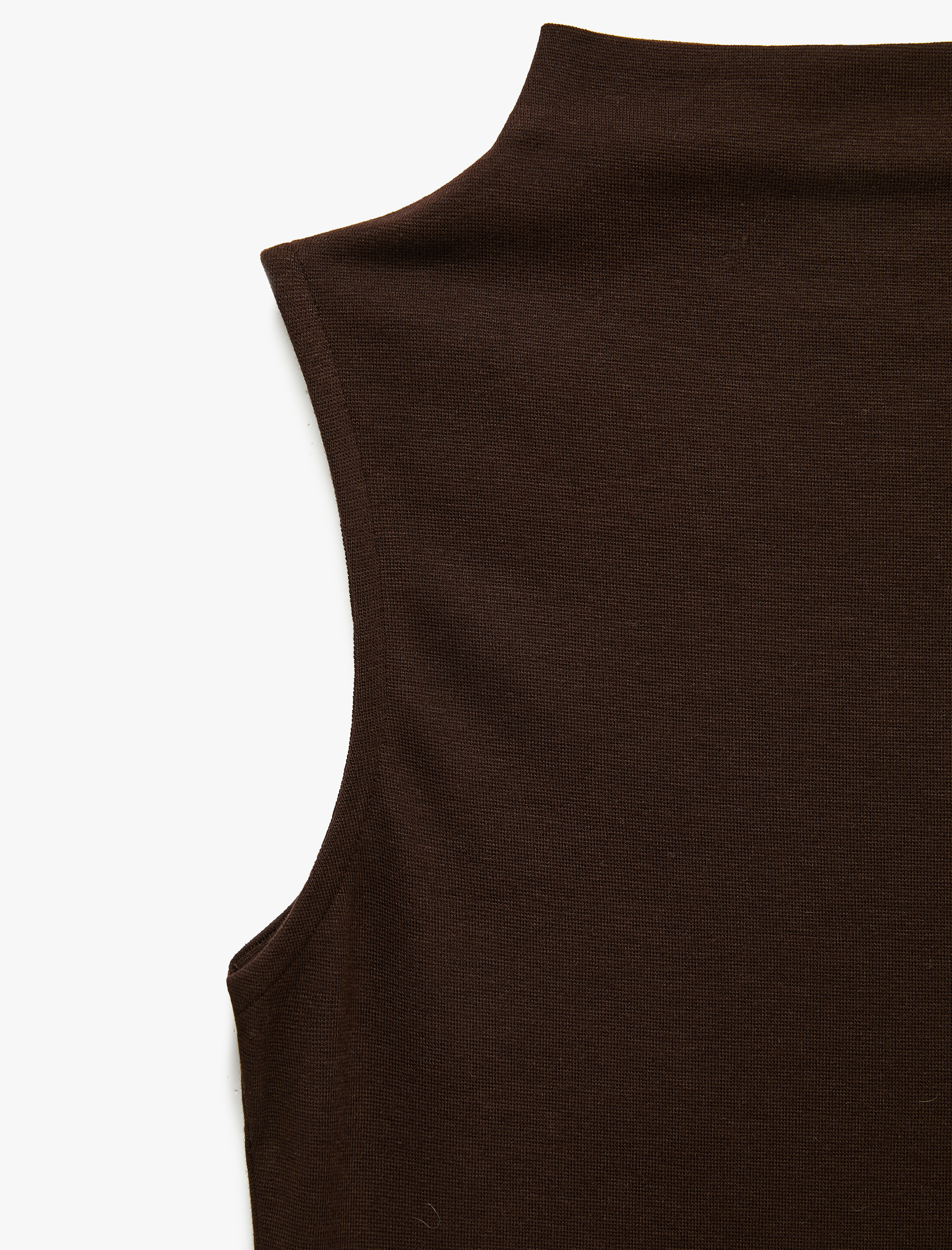   Modal Kumaş Slim Fit Kolsuz Dik Yaka Bluz