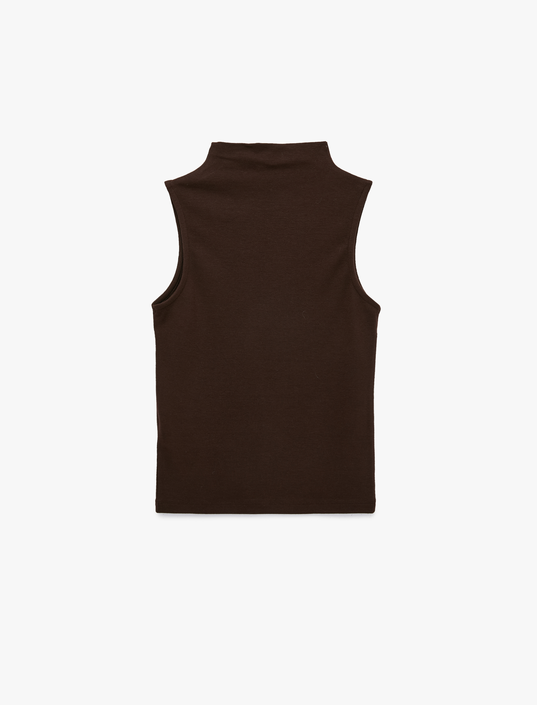   Modal Kumaş Slim Fit Kolsuz Dik Yaka Bluz