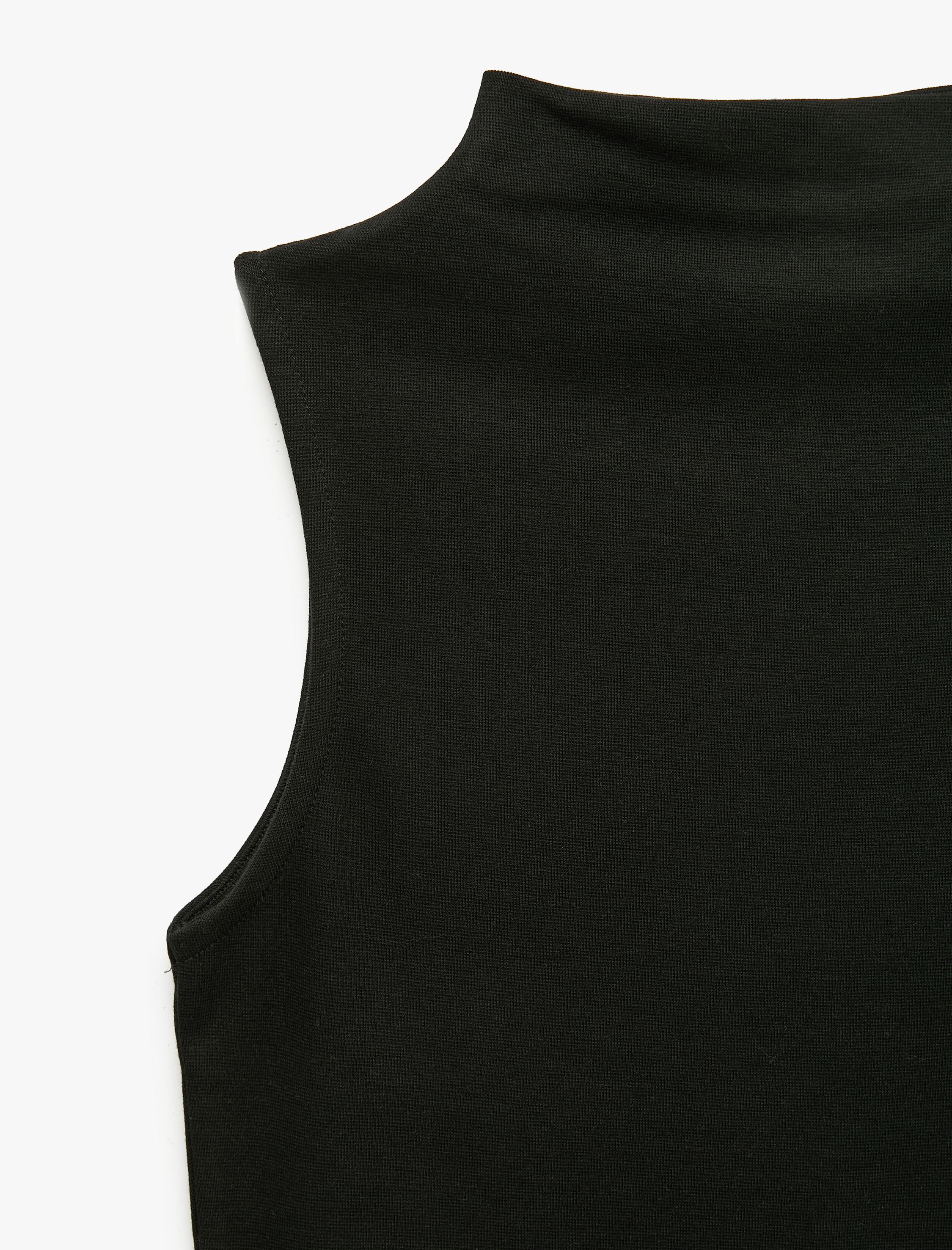   Modal Kumaş Slim Fit Kolsuz Dik Yaka Bluz
