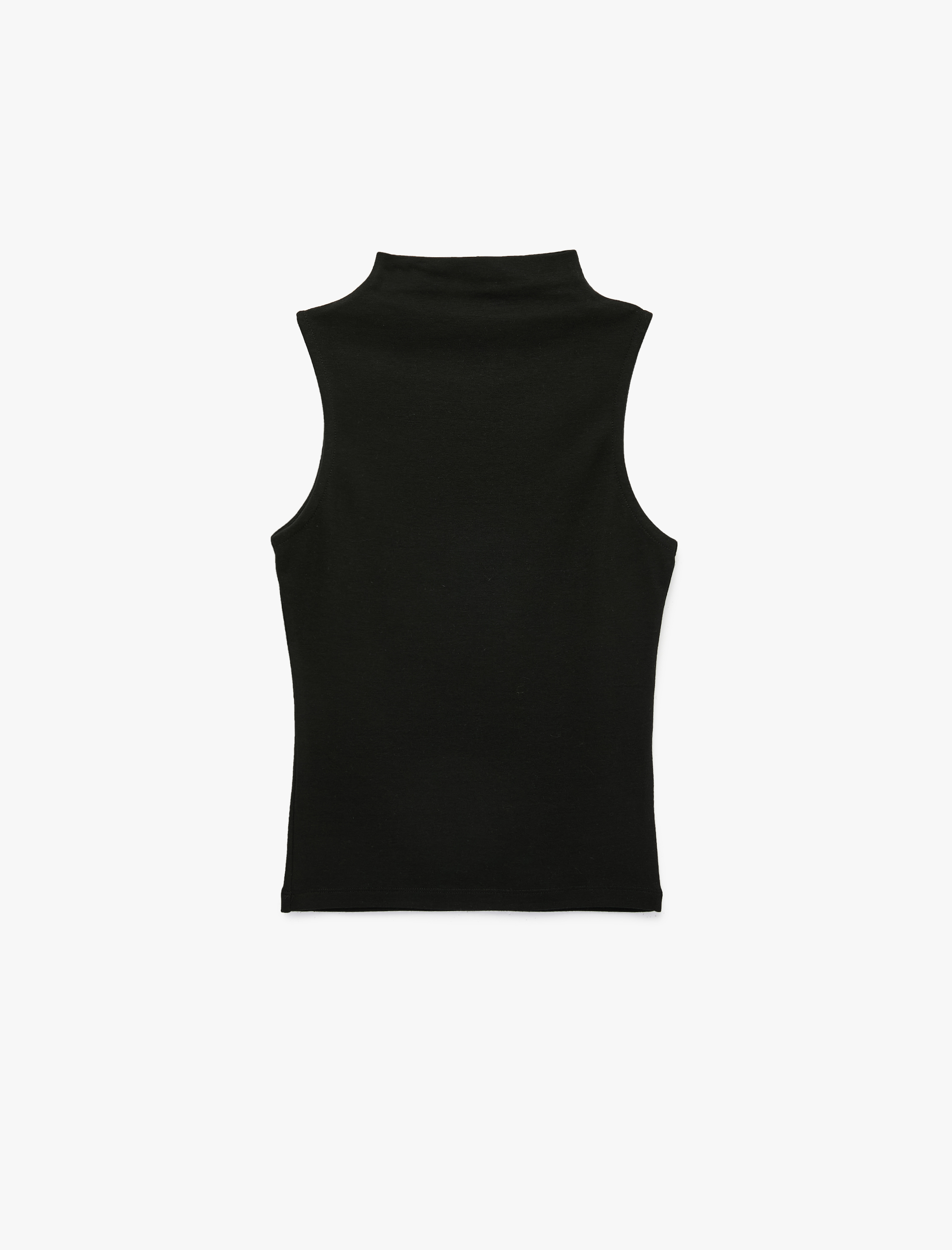   Modal Kumaş Slim Fit Kolsuz Dik Yaka Bluz