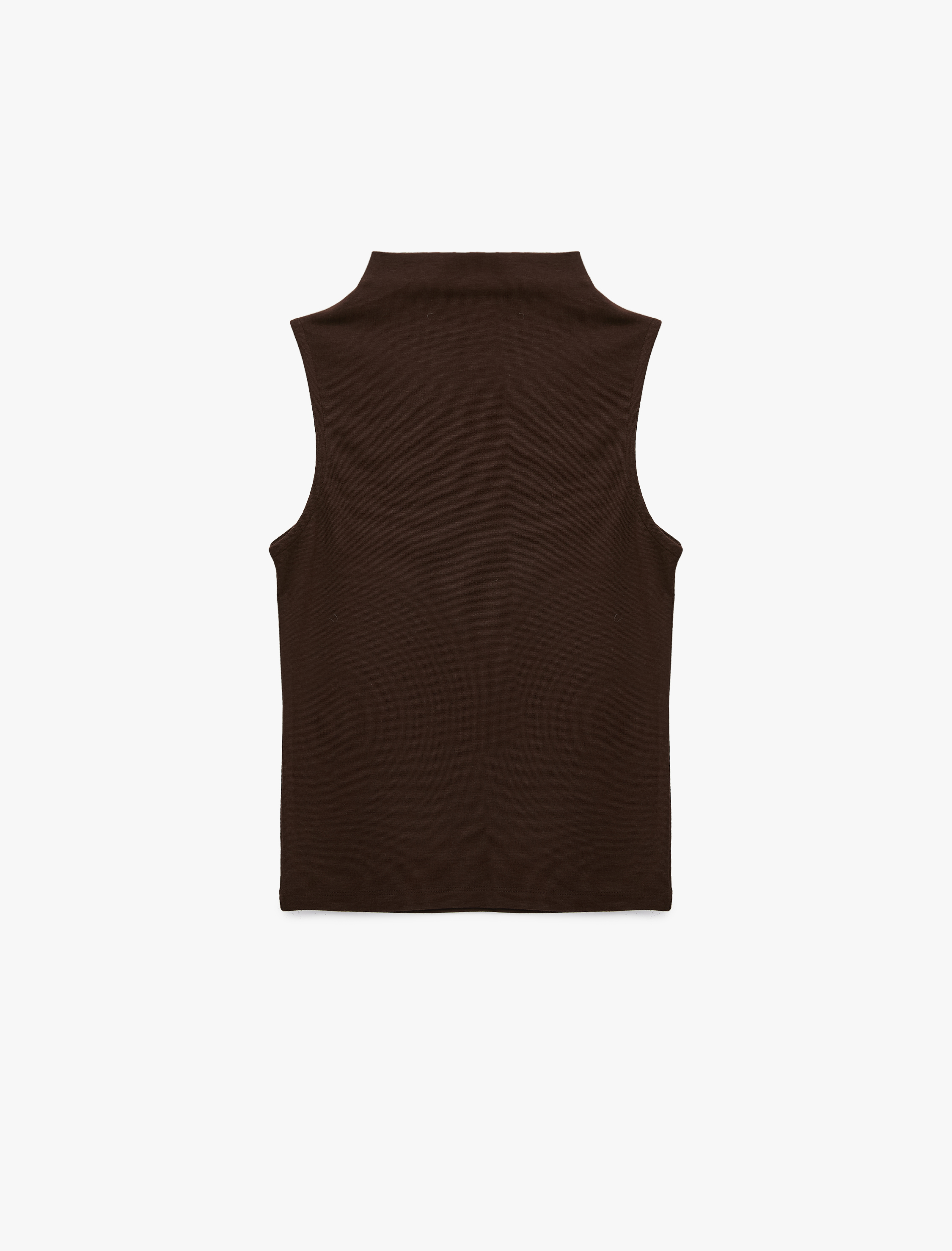   Modal Kumaş Slim Fit Kolsuz Dik Yaka Bluz
