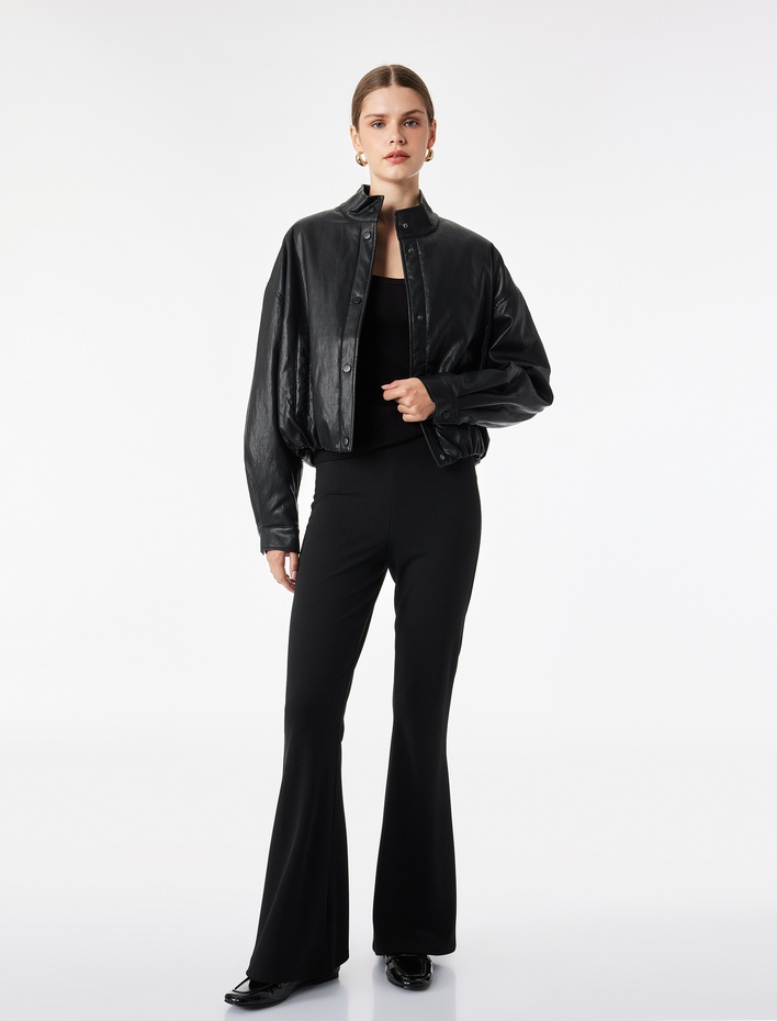  Krep Scuba Kumaş Slim Fit İspanyol Paça Tayt Pantolon