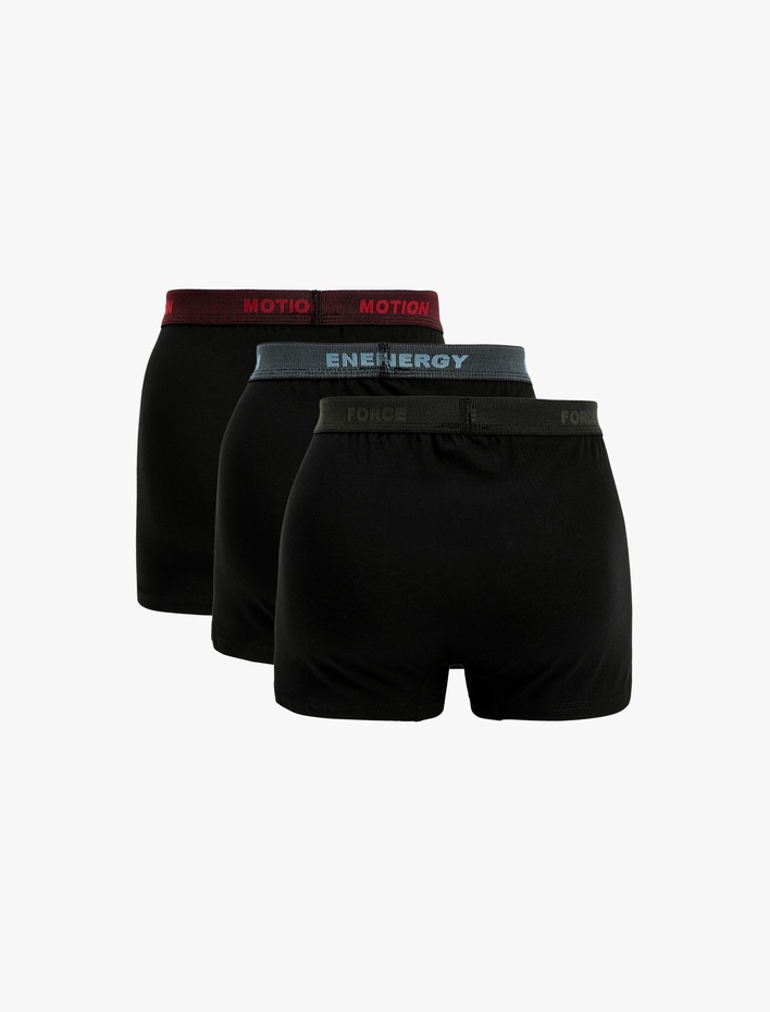  Baskılı Bel Detaylı Pamuklu 3'lü Boxer Seti