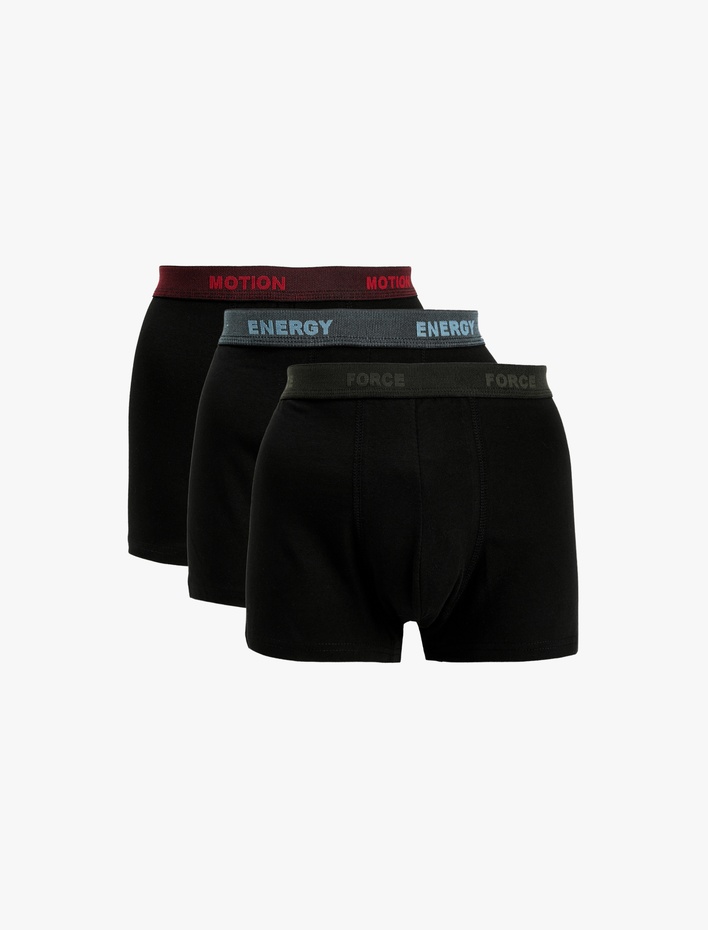  Baskılı Bel Detaylı Pamuklu 3'lü Boxer Seti