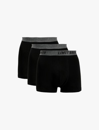 Pamuklu Baskılı Bel Detaylı 3'lü Boxer Seti