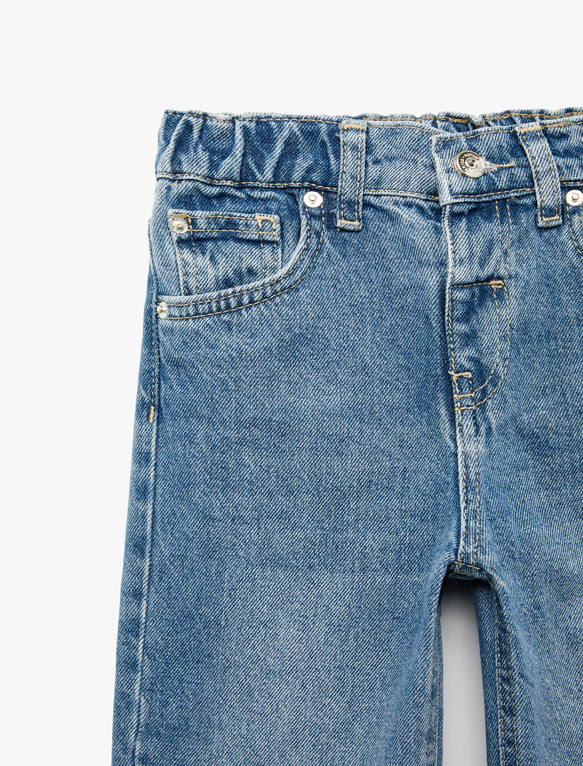  Kız Bebek Yıldız Detaylı Pamuklu Cepli Loose Fit Denim Pantolon