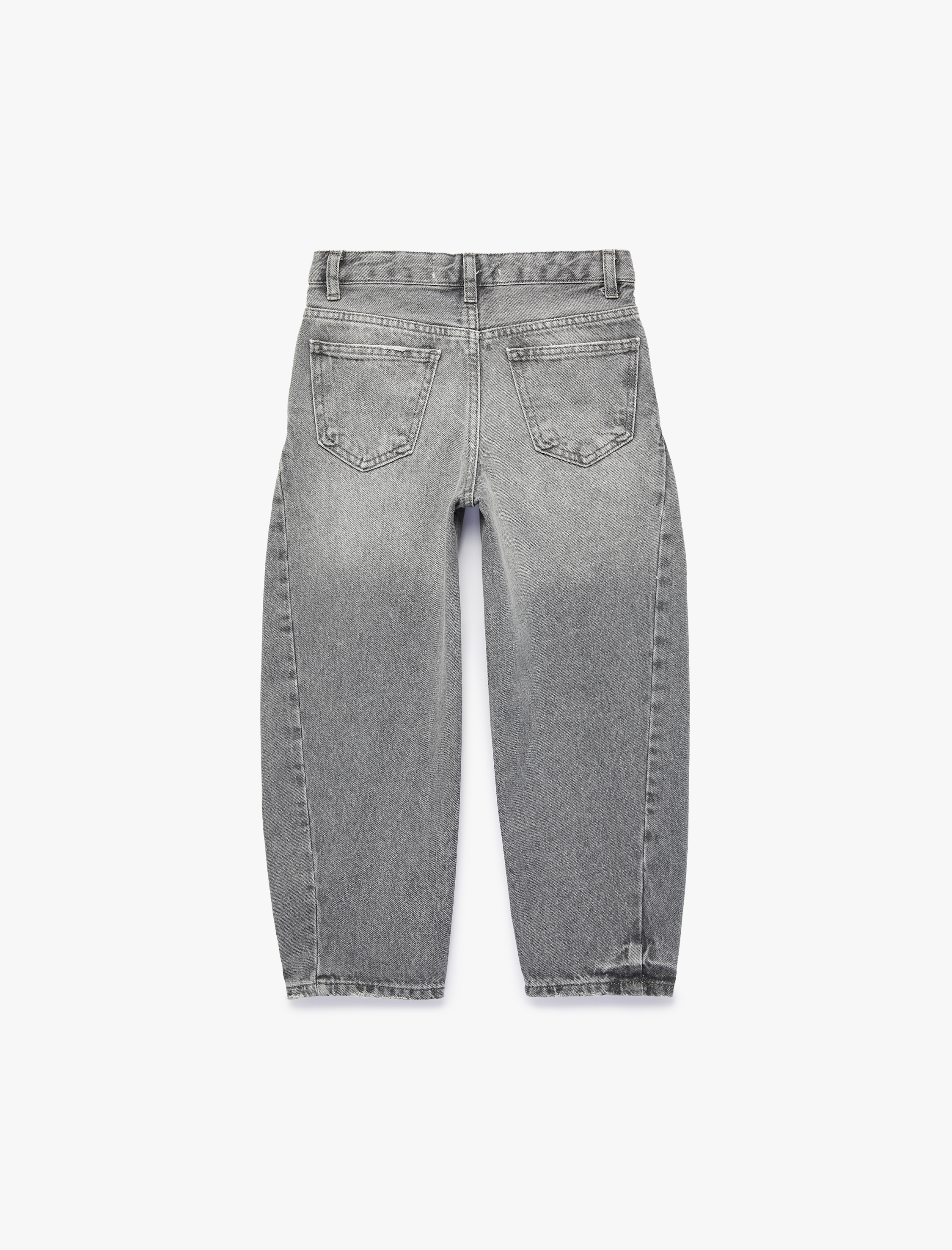  Erkek Çocuk Pamuklu Rahat Kesim Cep Detaylı Barrel Denim Pantolon