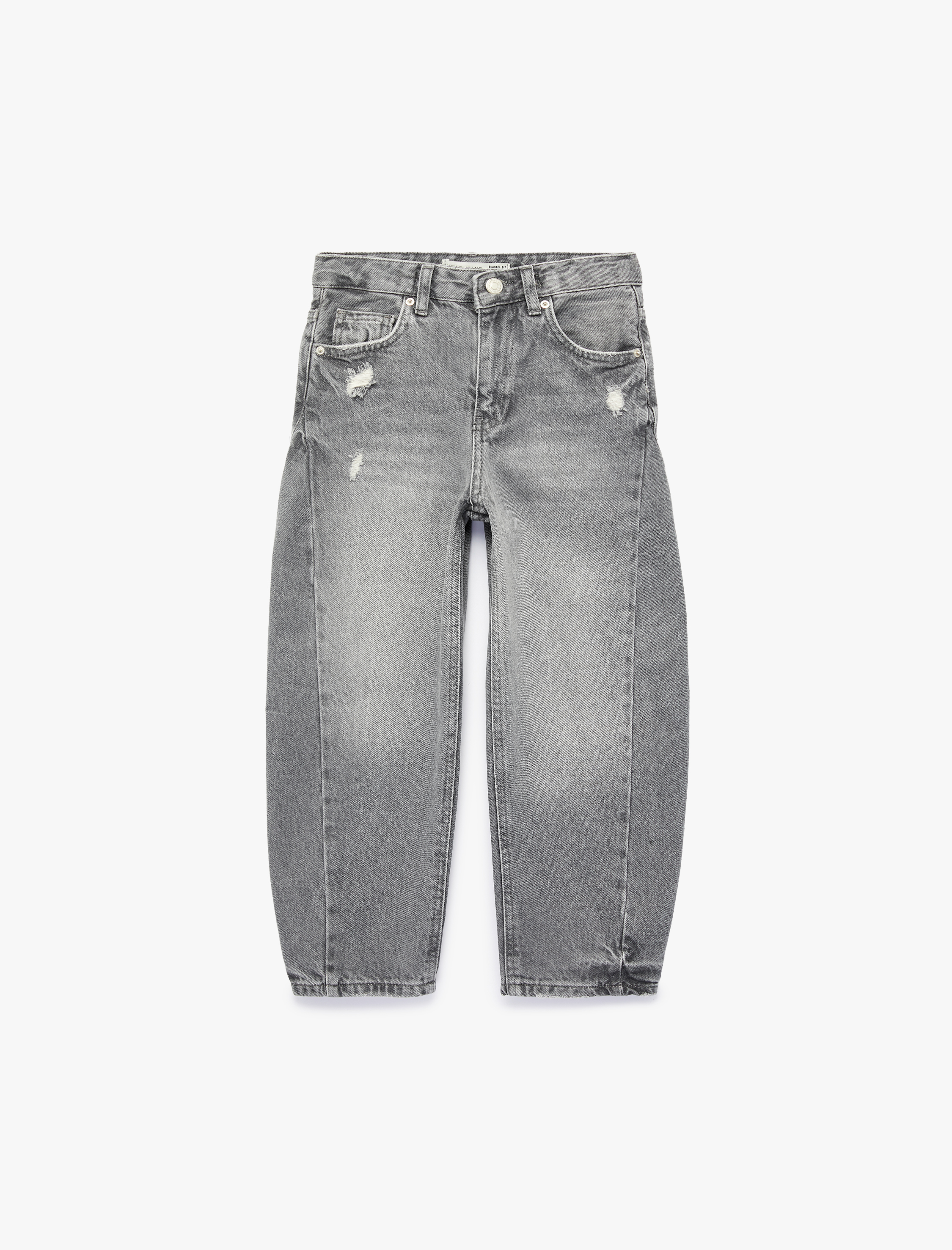  Erkek Çocuk Pamuklu Rahat Kesim Cep Detaylı Barrel Denim Pantolon