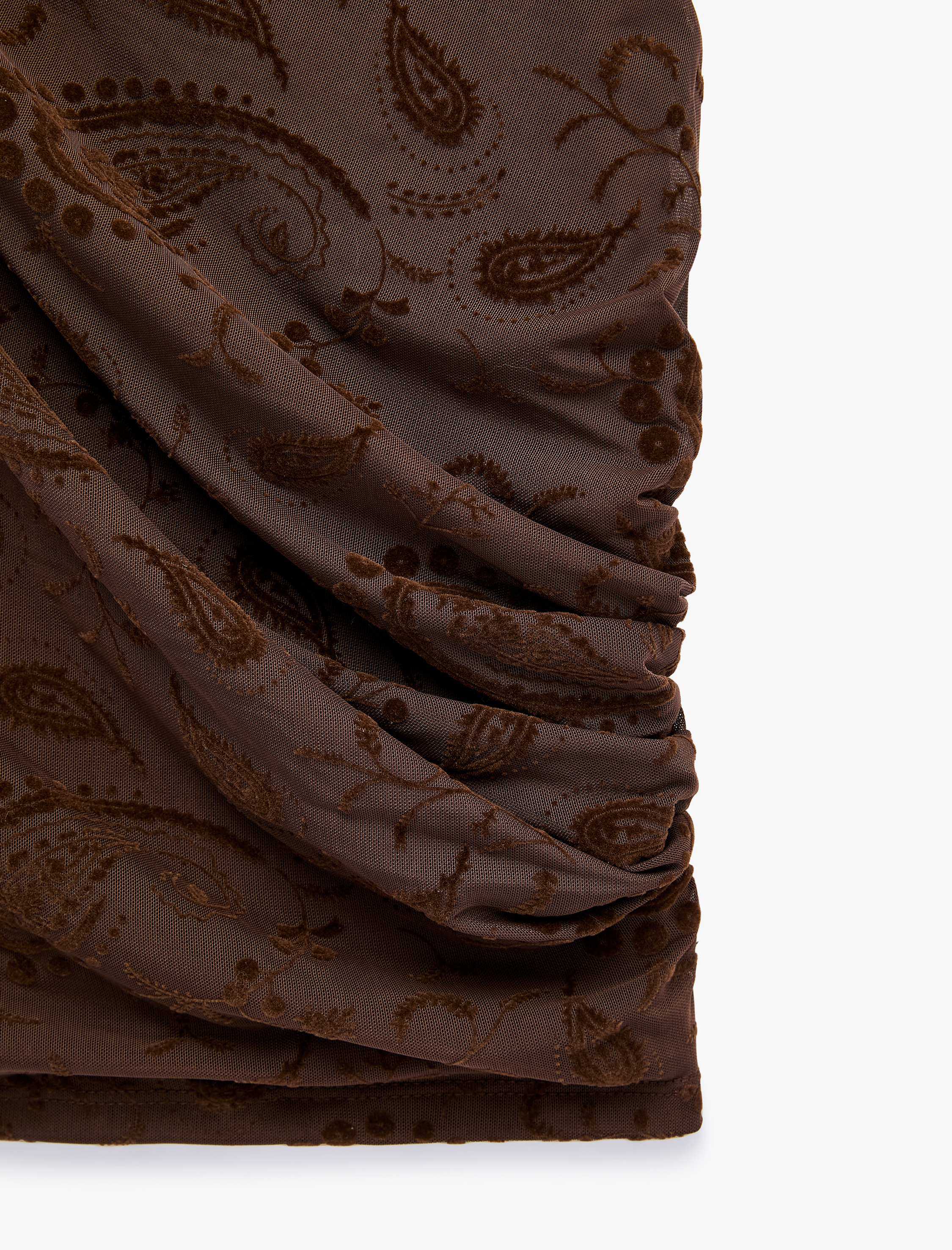  Drape Detaylı Dik Yaka Çiçekli Kolsuz Bluz