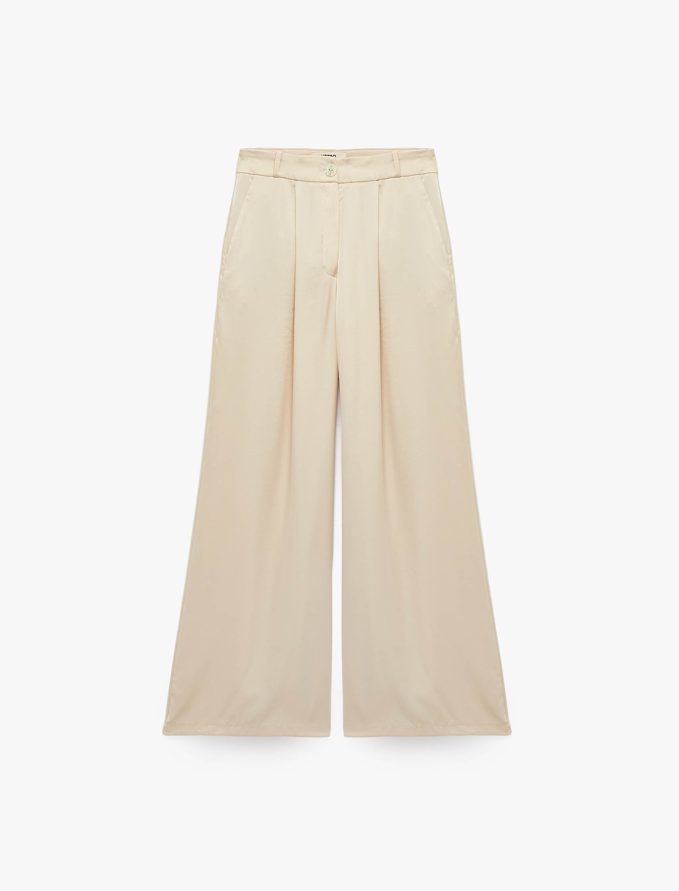 Koton Cepli Straight Kesim Bol Paça Pileli Saten Pantolon görsel 3