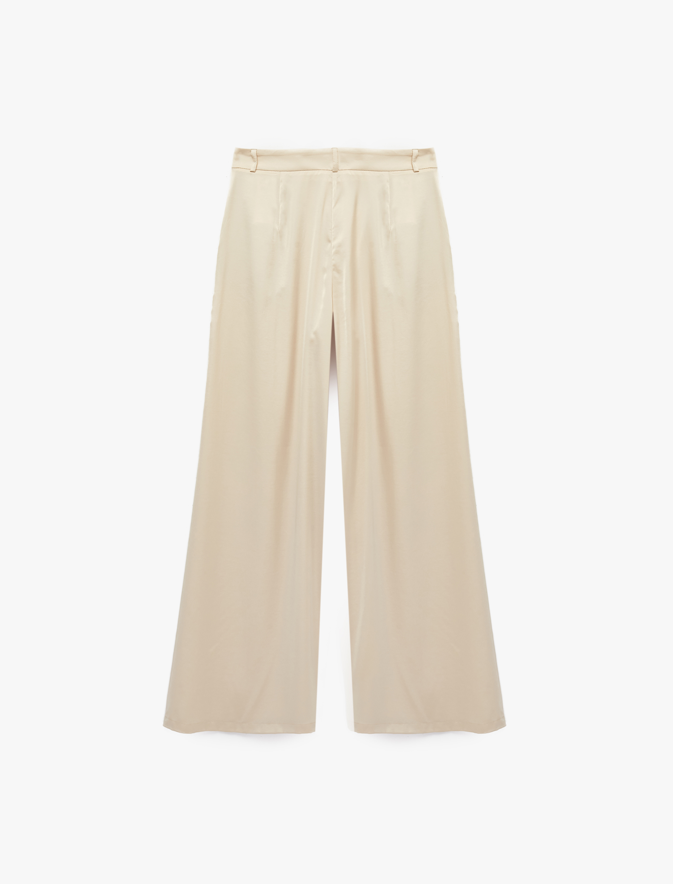 Koton Cepli Straight Kesim Bol Paça Pileli Saten Pantolon görsel 4