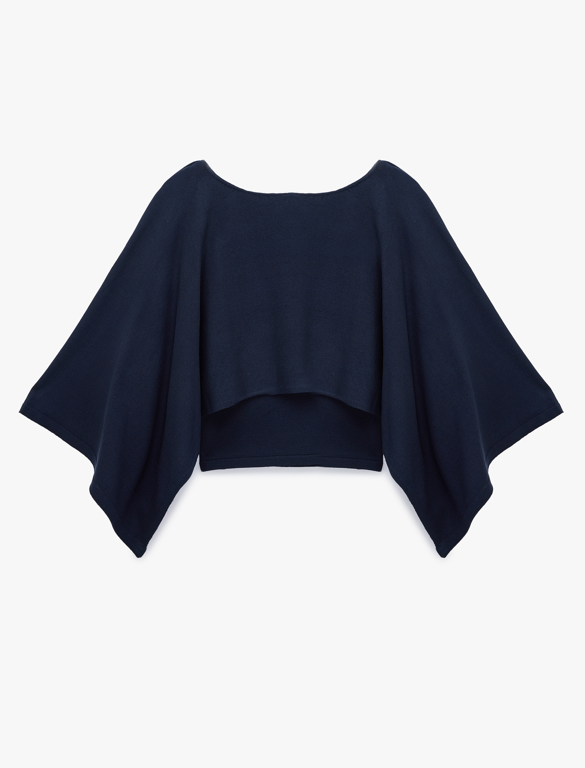   Kayık Yaka 3/4 Yarasa Kol Crop Triko Kazak