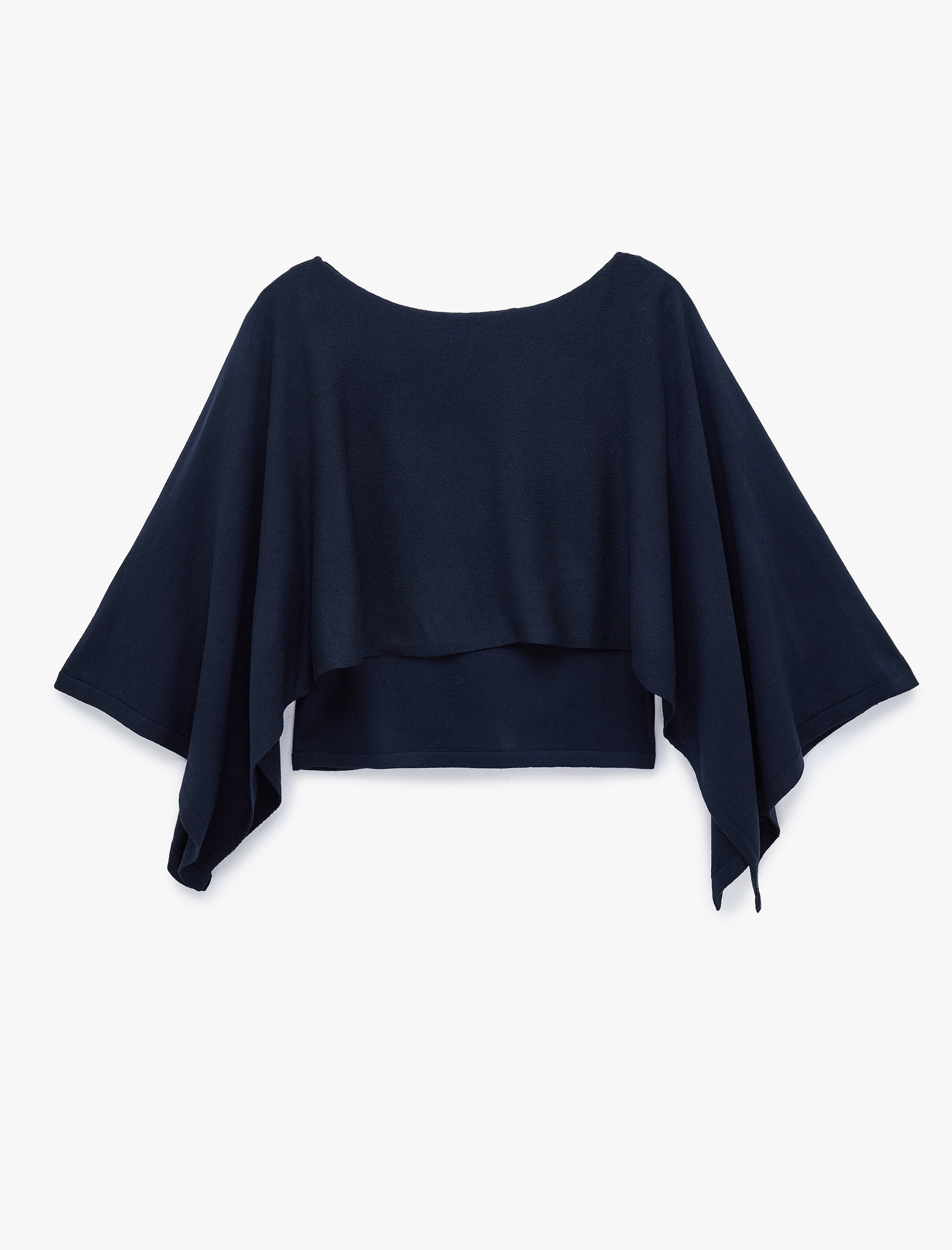   Kayık Yaka 3/4 Yarasa Kol Crop Triko Kazak