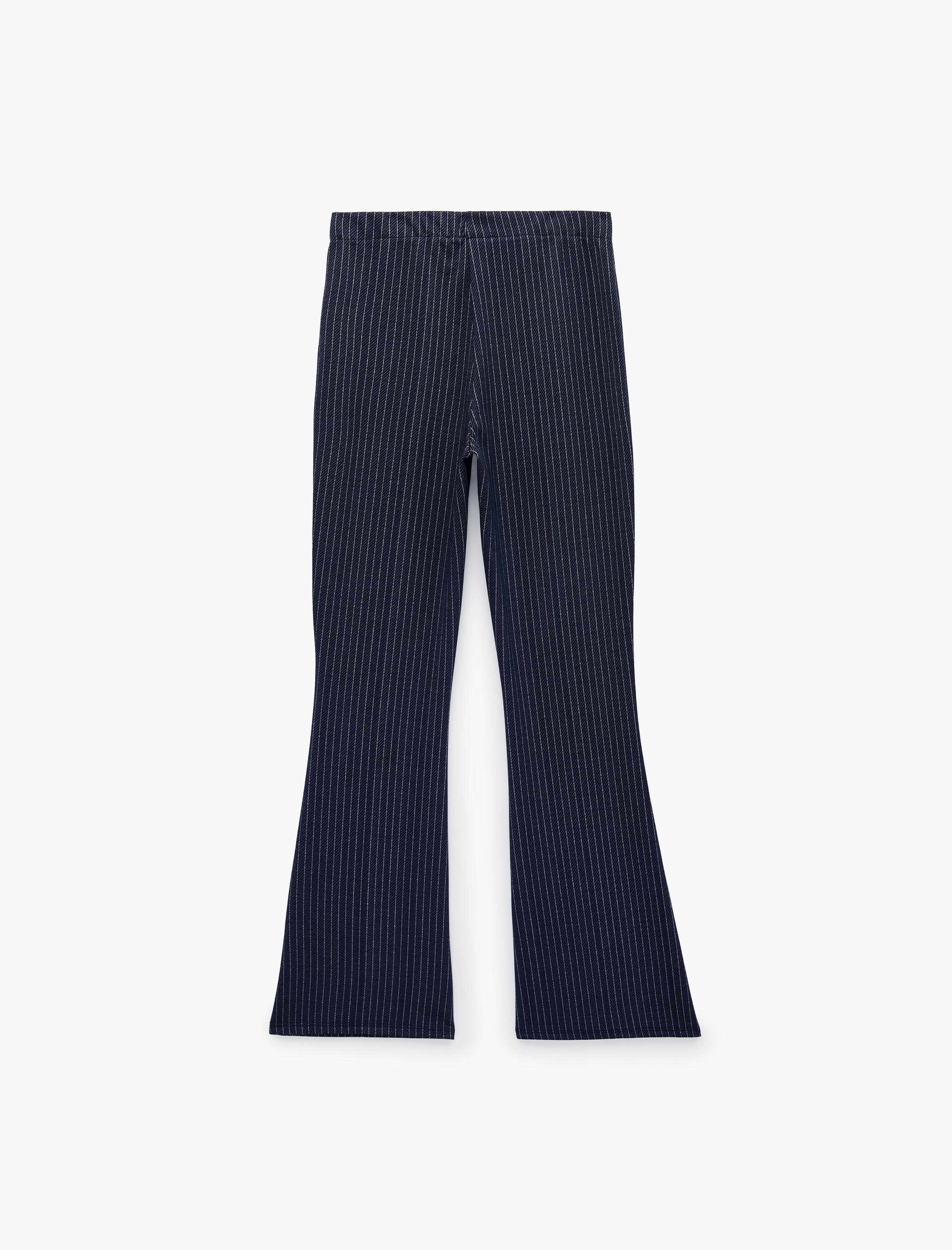   Slim Fit Çizgili İspanyol Paça Pantolon