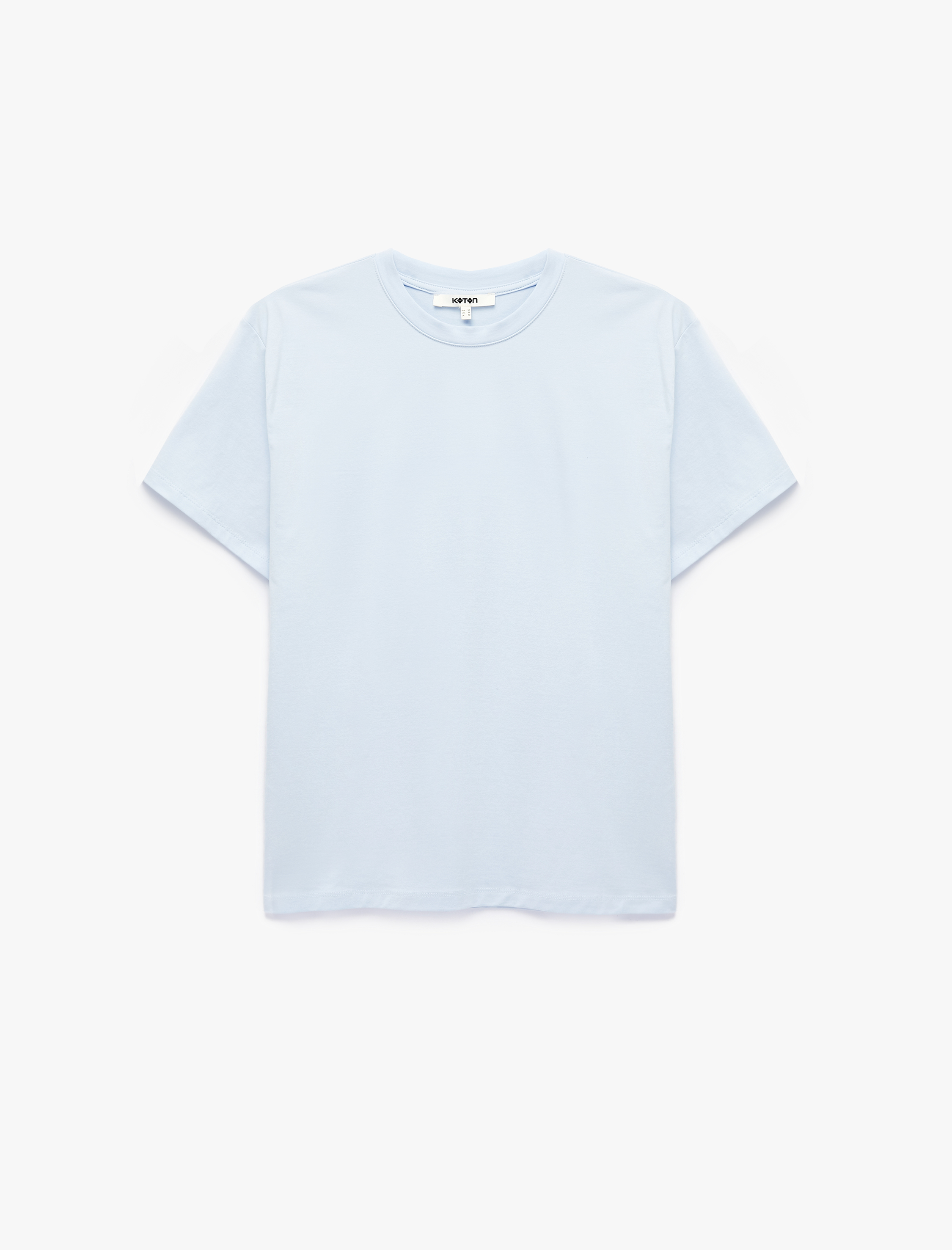   Pamuklu Kısa Kollu Bisiklet Yaka Oversize Basic Tişört