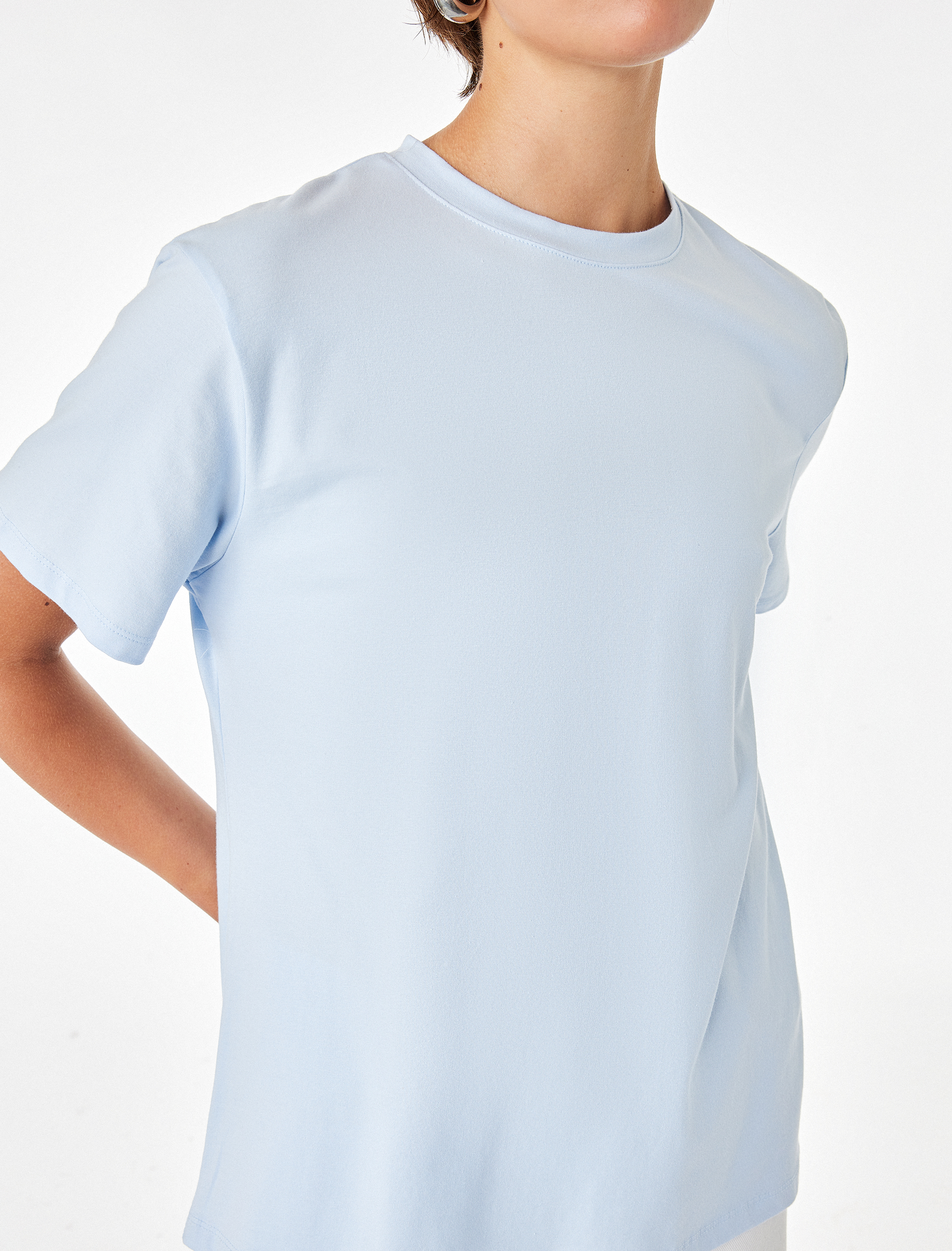   Pamuklu Kısa Kollu Bisiklet Yaka Oversize Basic Tişört