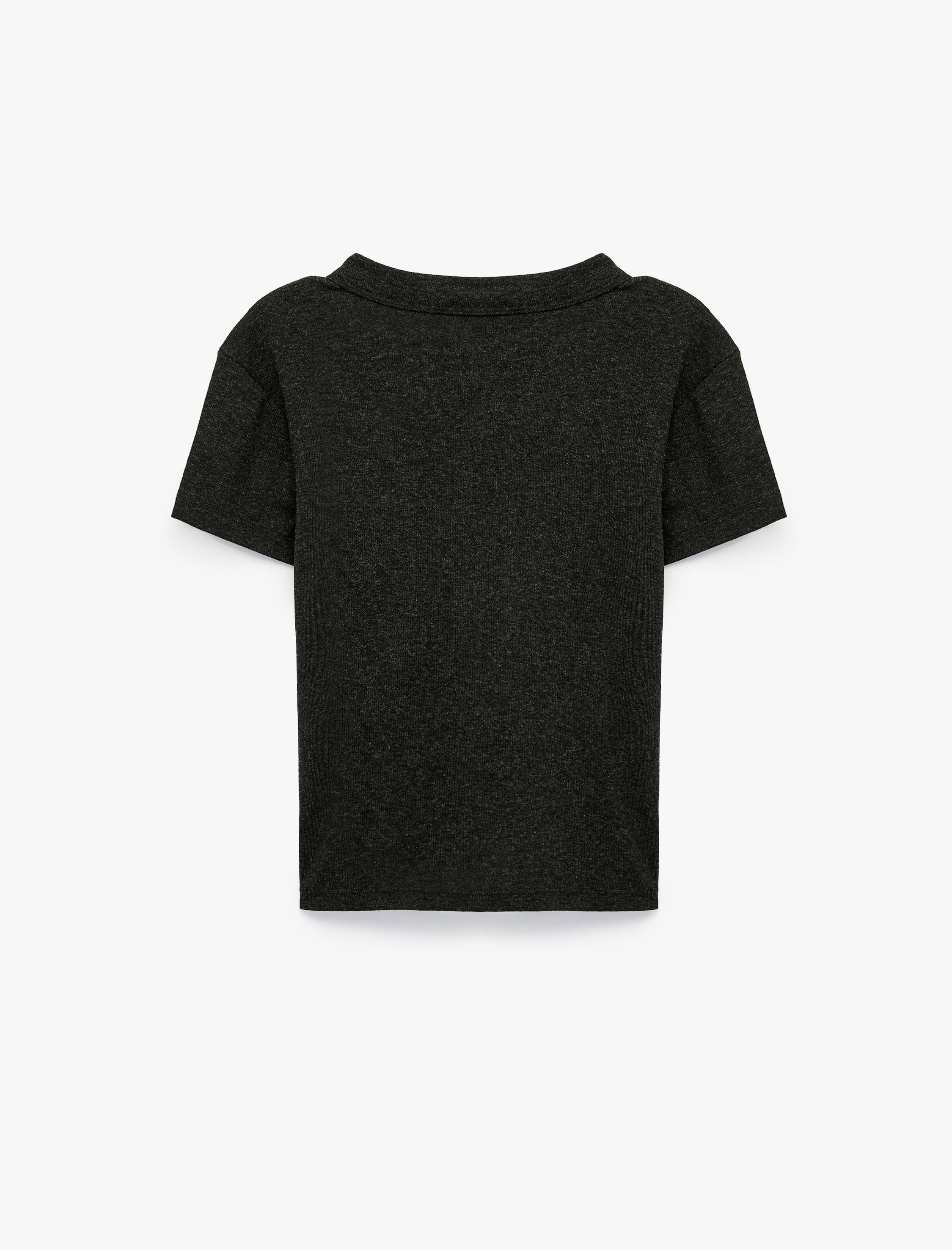   Slim Fit Düğmeli Bisiklet Yaka Kısa Kollu Hırka