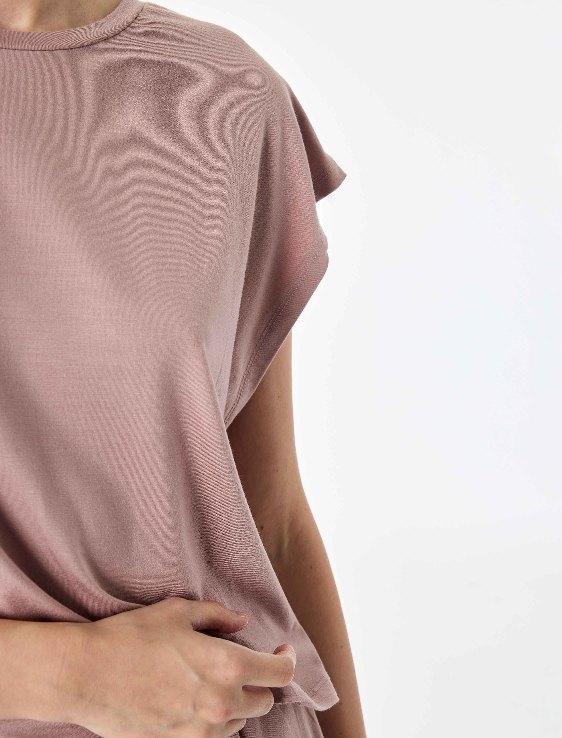   Rahat Kesim Bisiklet Yaka Kısa Kollu Modal Pijama Üstü
