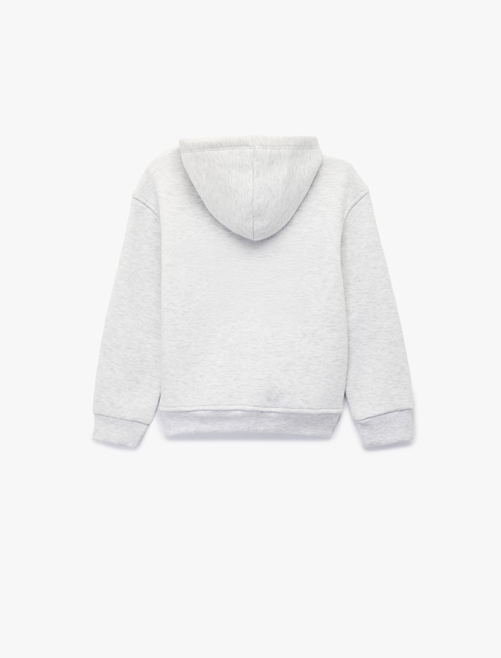Kız Çocuk Yıldız Detaylı Şardonlu Kanguru Cepli Uzun Kollu Kapşonlu Sweatshirt