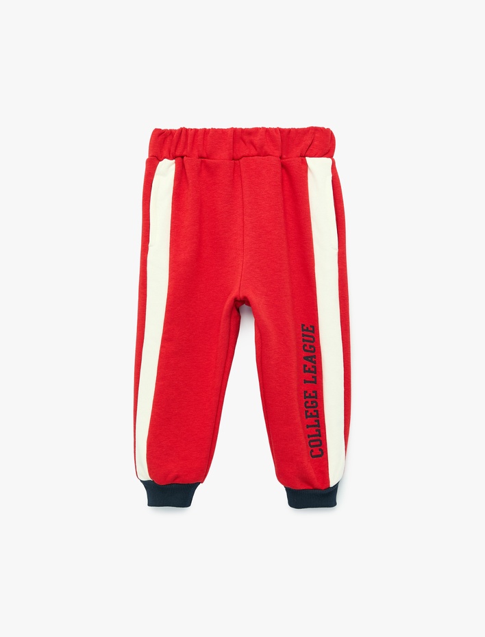 Erkek Bebek Pamuklu Renk Bloklu Beli Lastikli Jogger Eşofman Altı