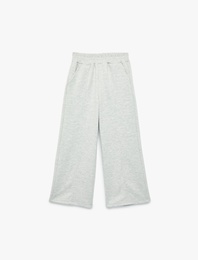 Beli Lastikli Viskon Karışımlı Cepli Geniş Paça Pantolon