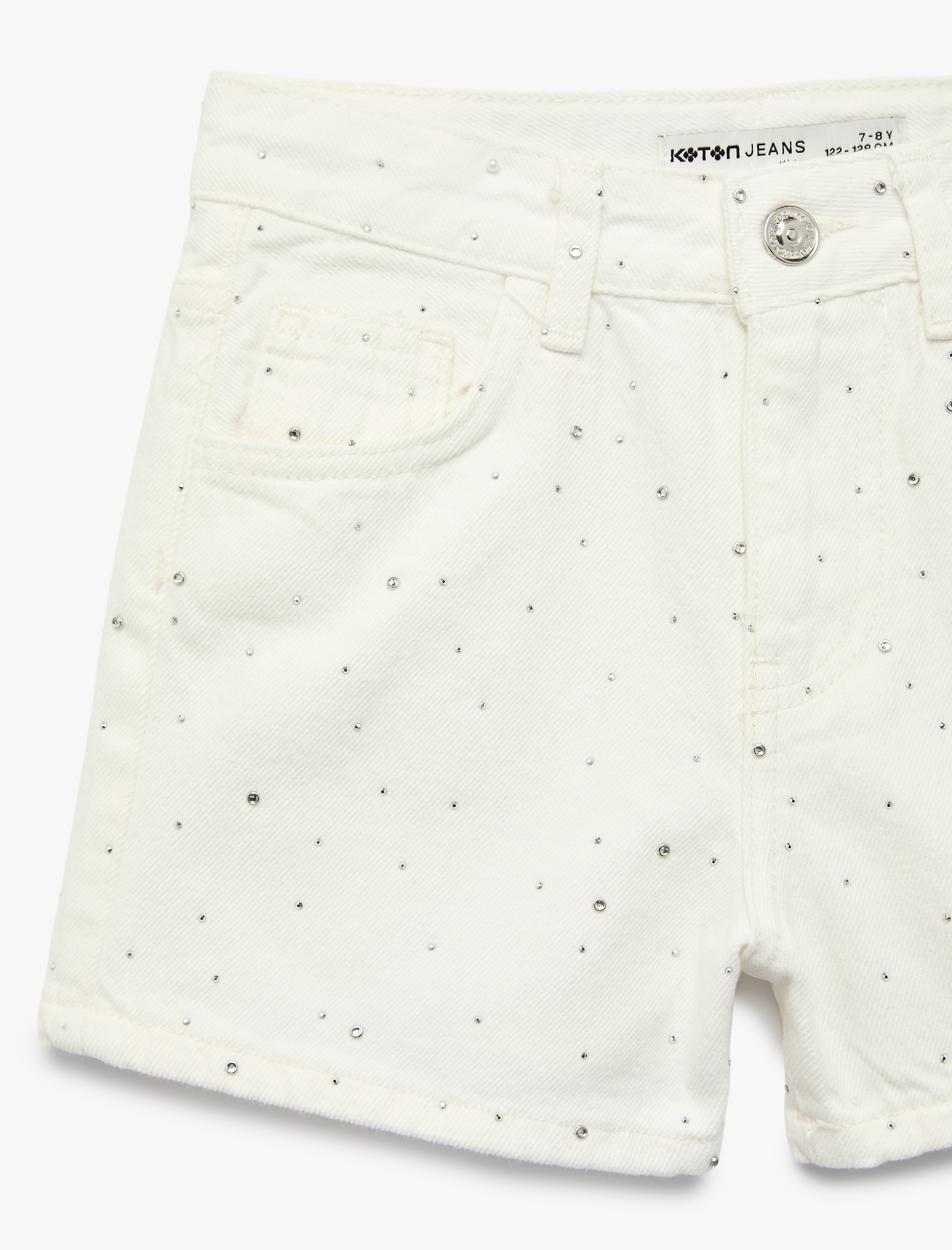  Kız Çocuk Pamuklu Pul Detaylı Cepli Denim Şort